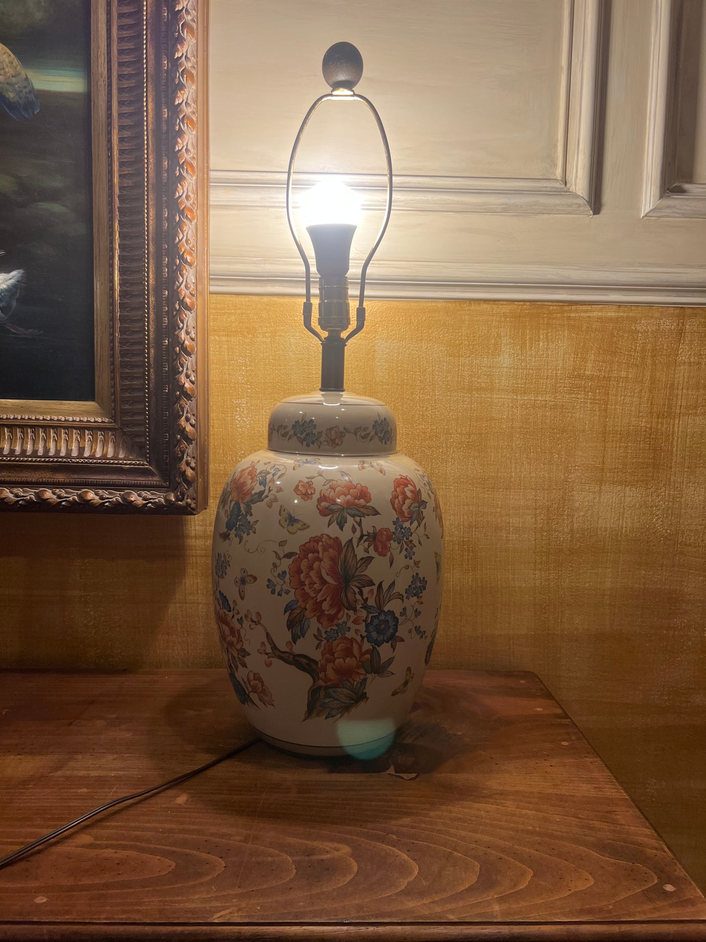 VINTAGE NATHAN LAGIN HANDMADE BOHO FLORAL CERAMIC LAMP