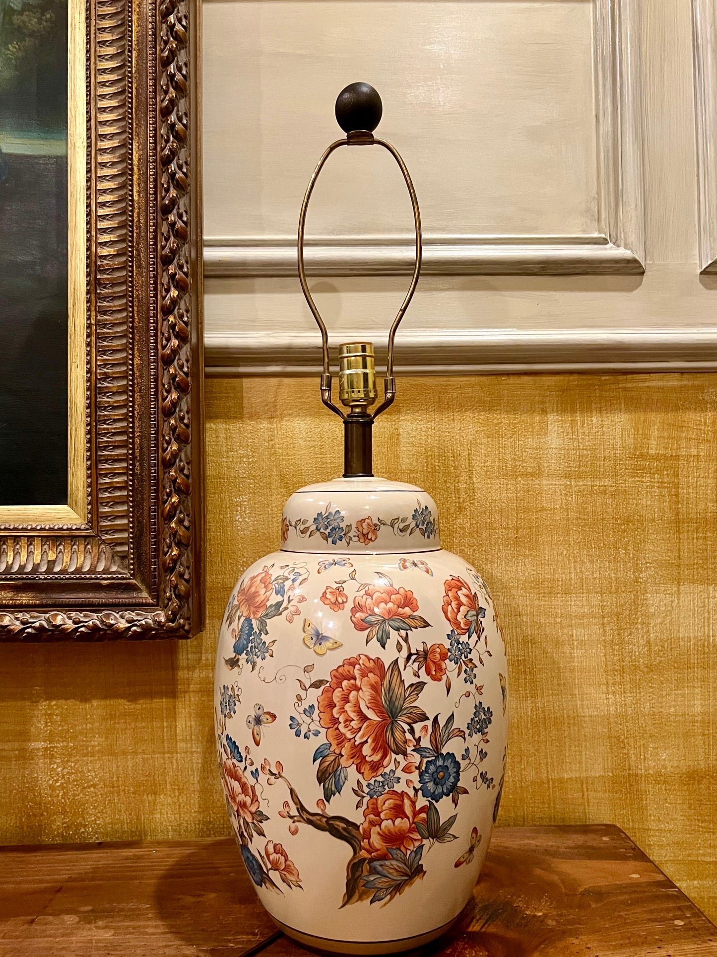 VINTAGE NATHAN LAGIN HANDMADE BOHO FLORAL CERAMIC LAMP