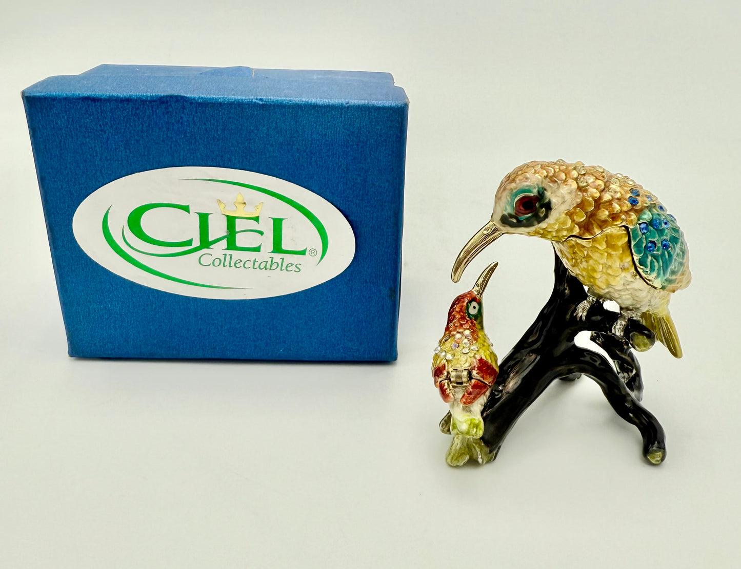 CIEL COLLECTABLES 2 BIRD TRINKET BOX WITH SWARVOSKI CRYSTAL