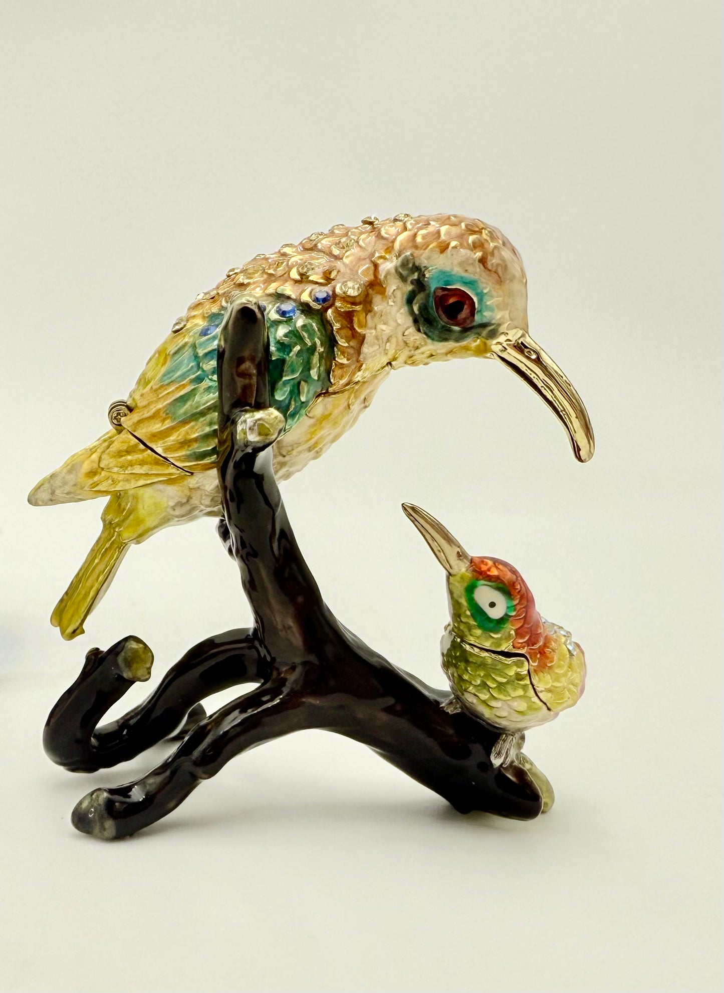 CIEL COLLECTABLES 2 BIRD TRINKET BOX WITH SWARVOSKI CRYSTAL