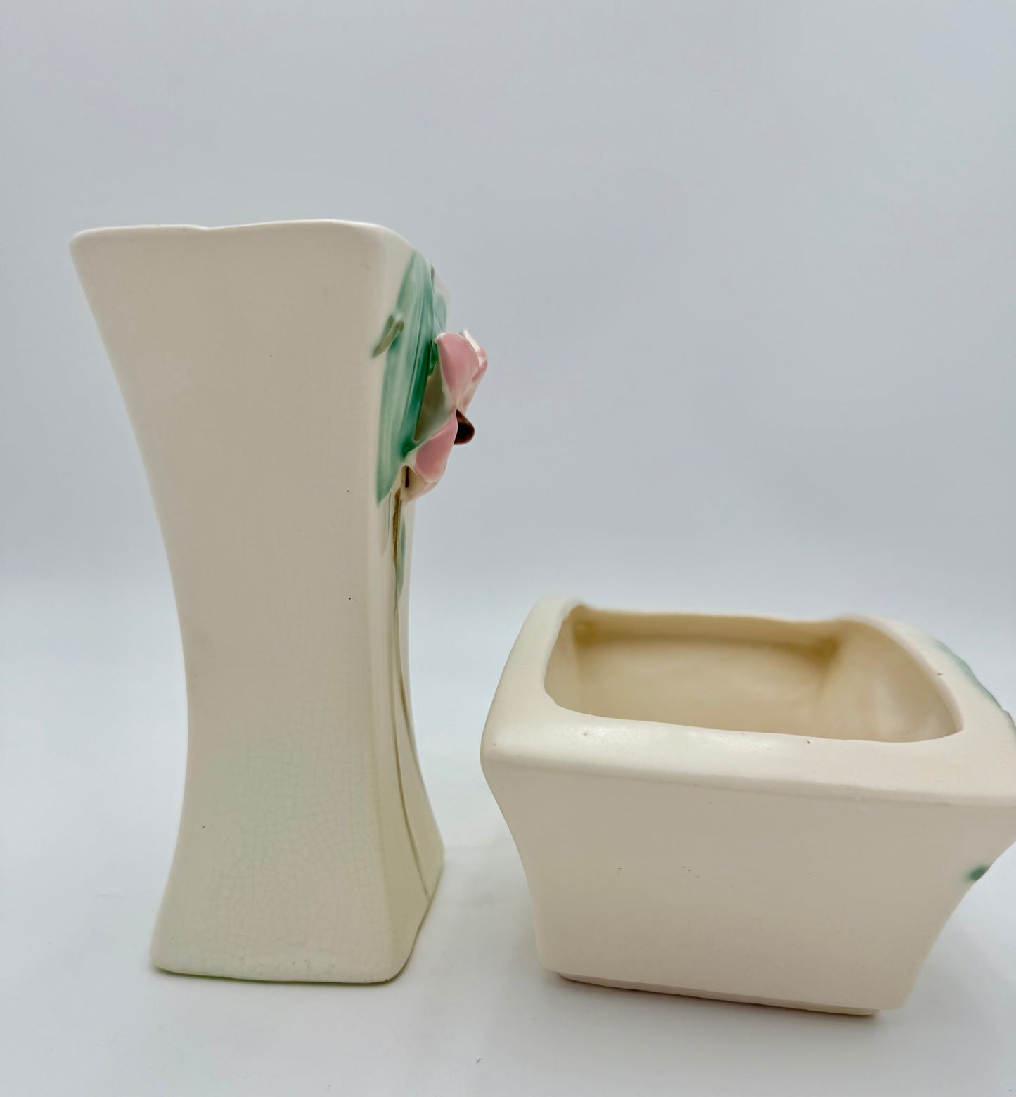1940s McCOY POTTERY BLOSSOM VASE AND PLANTER SET
