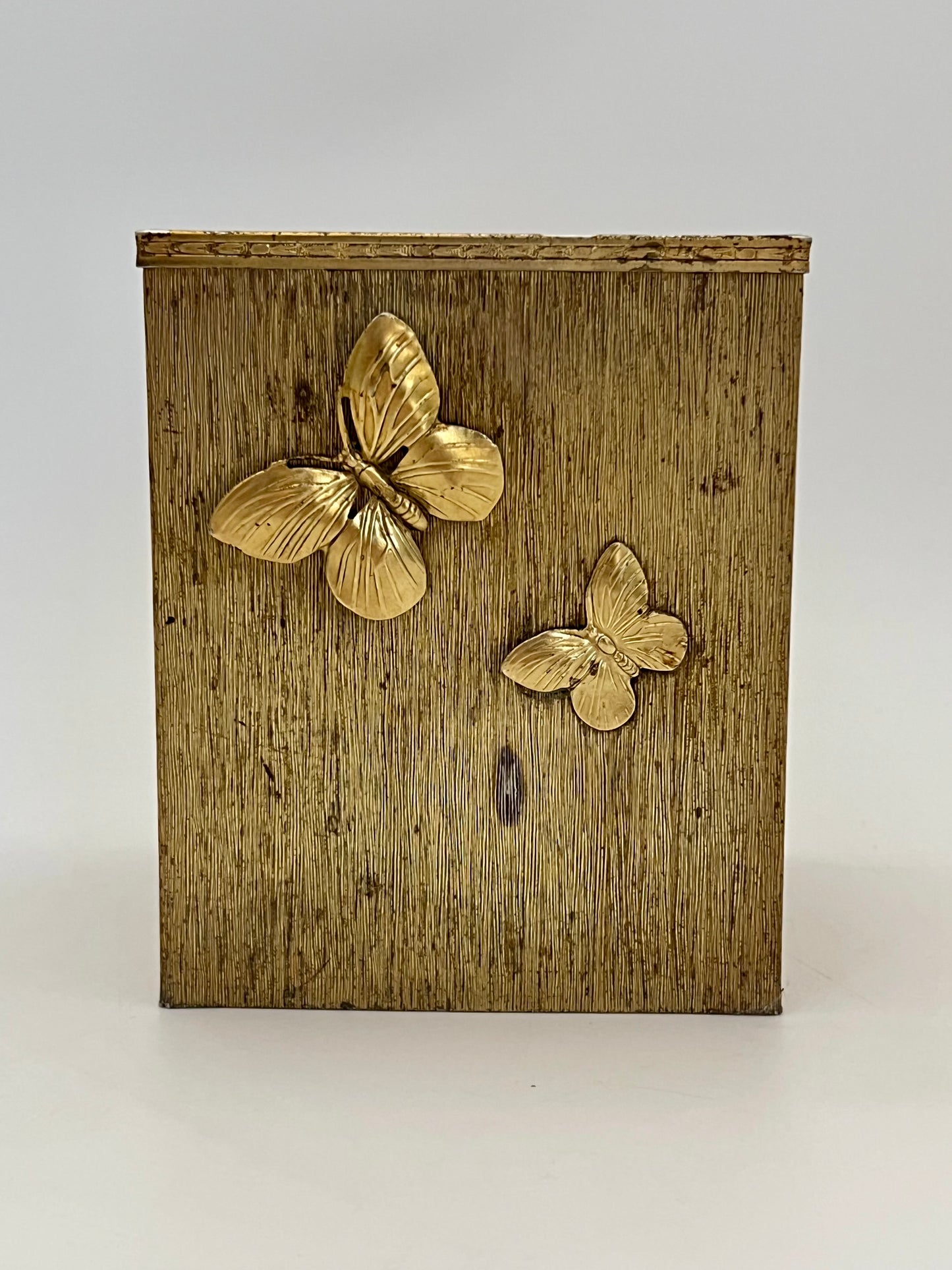 1960s STYLEBUILT ACCESSORIES 24 K GOLD PLATED BUTTERFLY TISSUE BOX COVER
