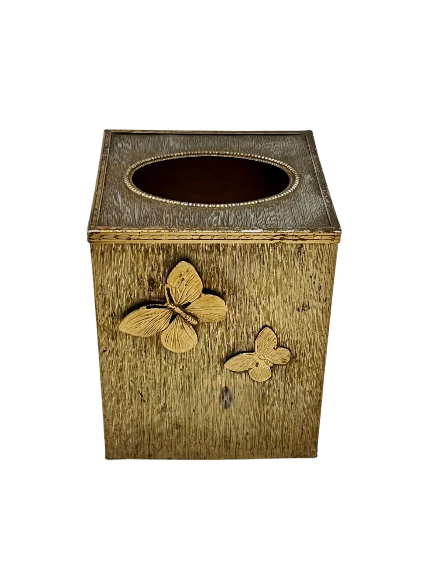 1960s STYLEBUILT ACCESSORIES 24 K GOLD PLATED BUTTERFLY TISSUE BOX COVER