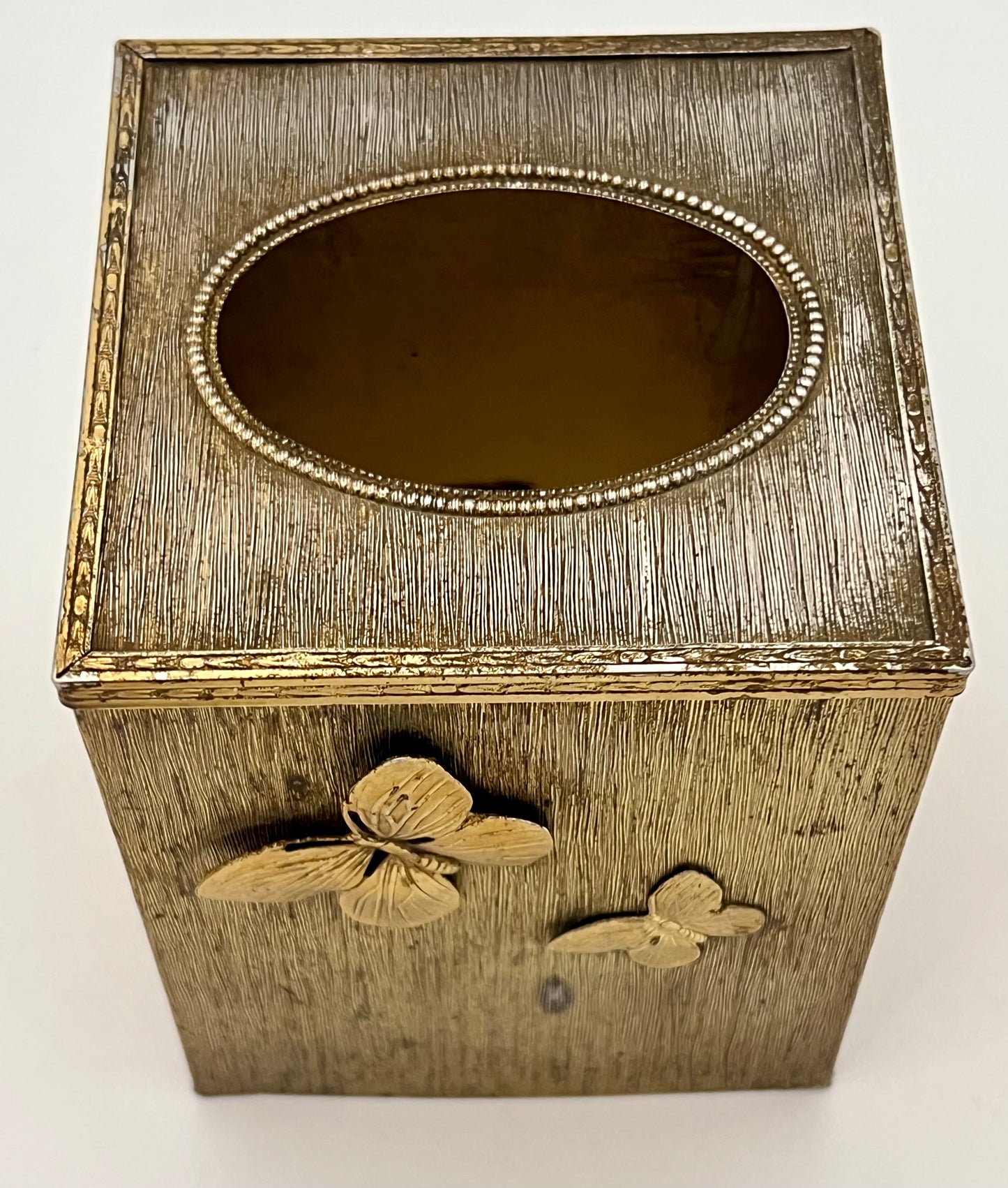 1960s STYLEBUILT ACCESSORIES 24 K GOLD PLATED BUTTERFLY TISSUE BOX COVER