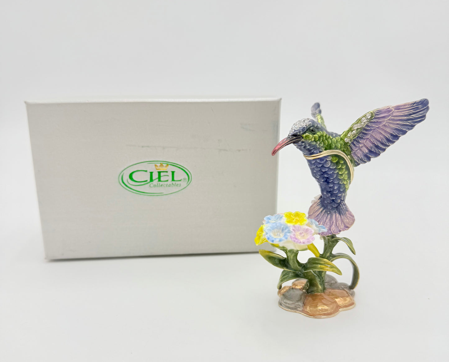 CIEL COLLECTABLES SWAROVSKI CRYSTALS HUMMINGBIRD JEWELRY/TRINKET BOX