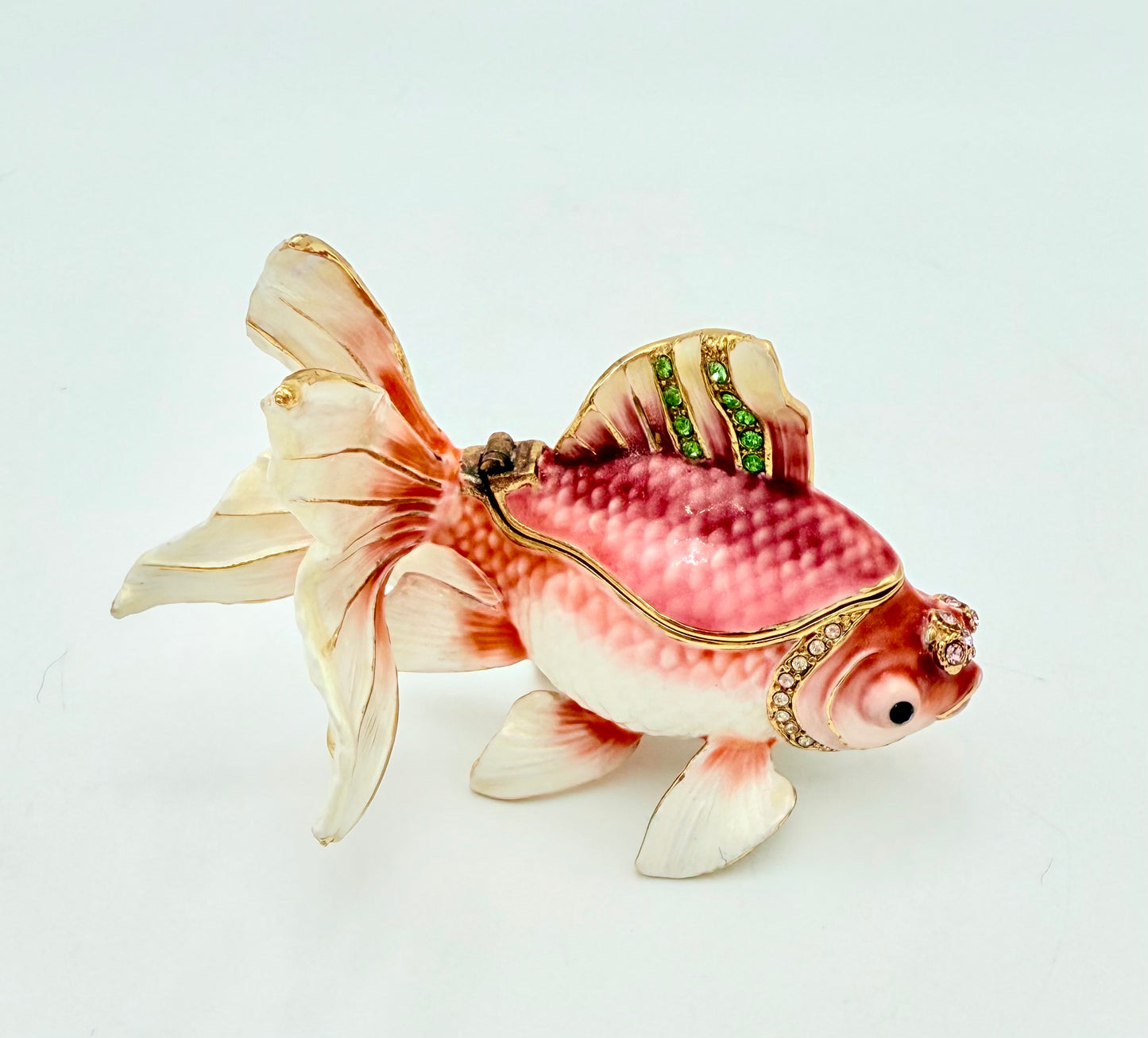 EXSQUISITE GOLDFISH CRYSTAL JEWELED JEWELRY/TRINKET BOX