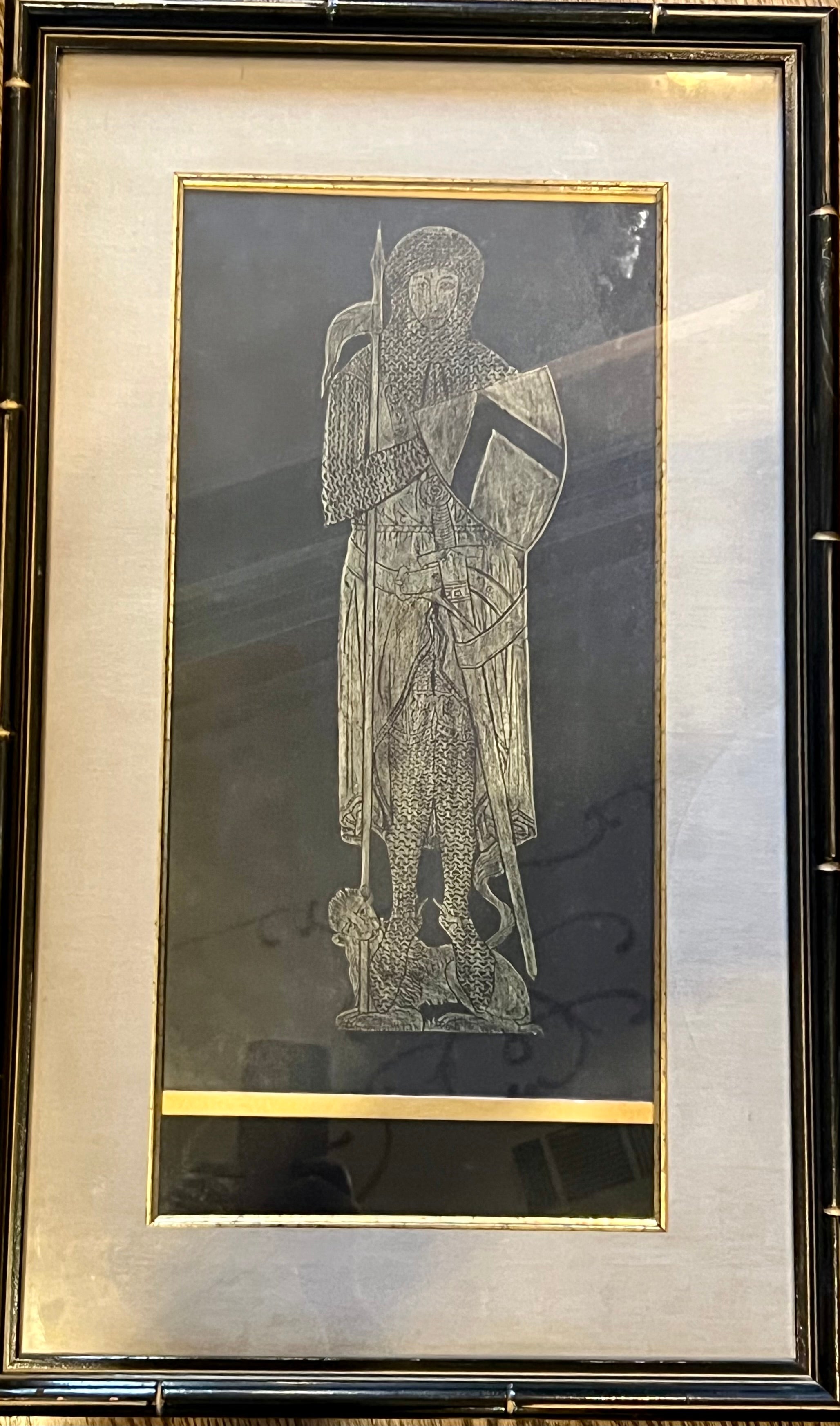 ANTIQUE-STYLE PRINT OF SIR JOHN D’ABERNON (1277) – ENGLISH BRASS RUBBING REPRODUCTION
