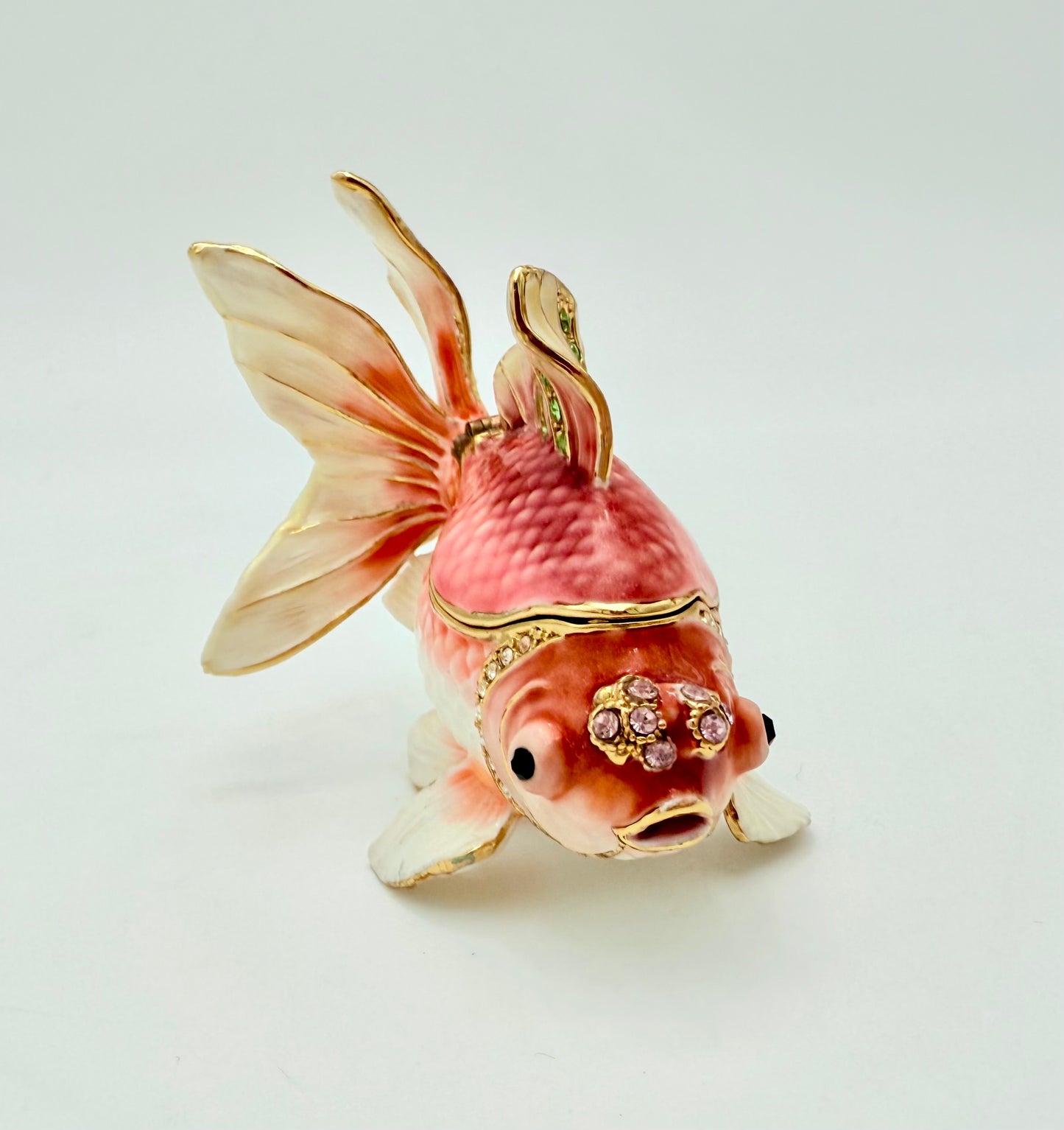 EXSQUISITE GOLDFISH CRYSTAL JEWELED JEWELRY/TRINKET BOX