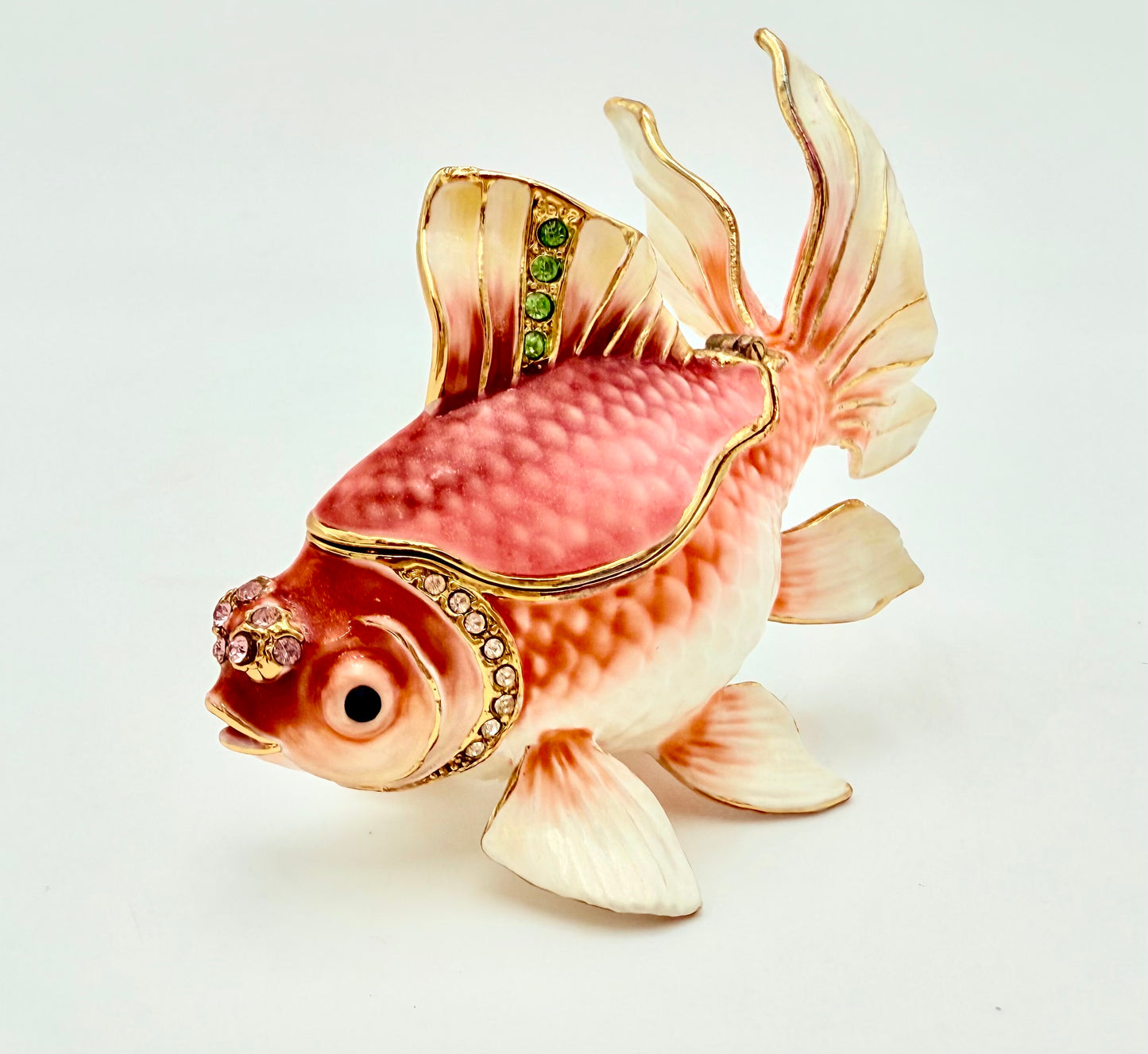 EXSQUISITE GOLDFISH CRYSTAL JEWELED JEWELRY/TRINKET BOX