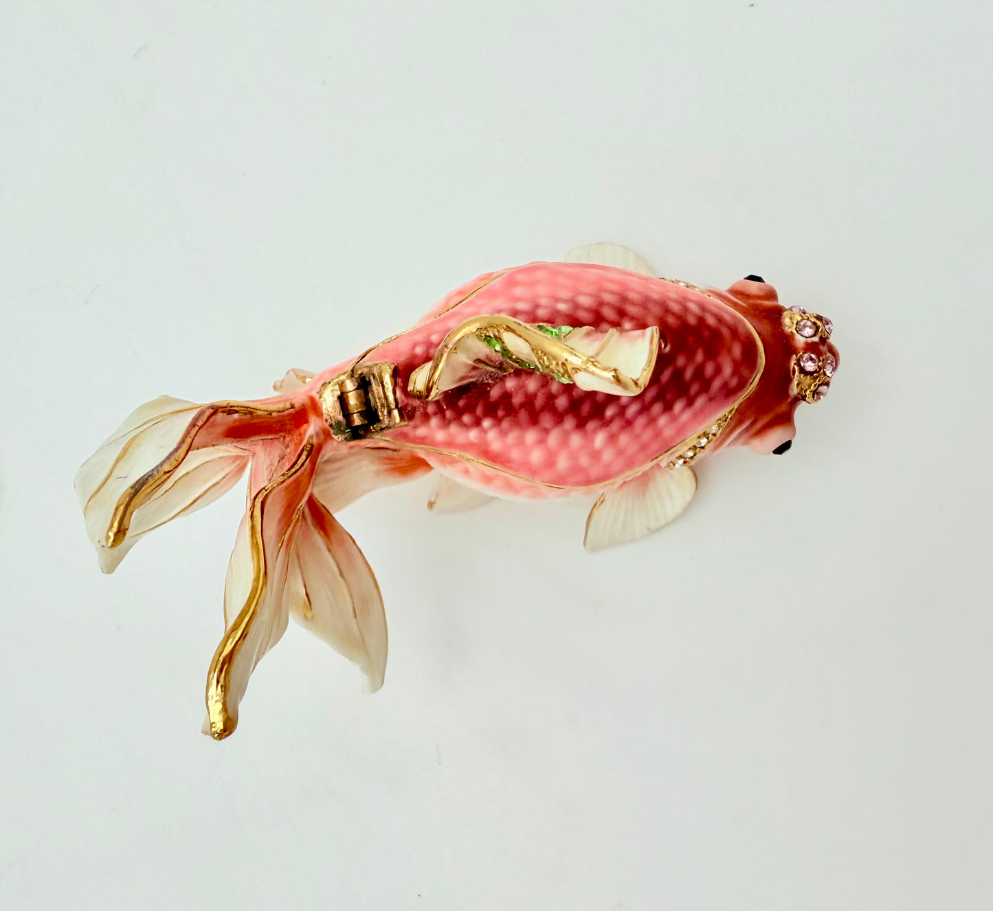 EXSQUISITE GOLDFISH CRYSTAL JEWELED JEWELRY/TRINKET BOX