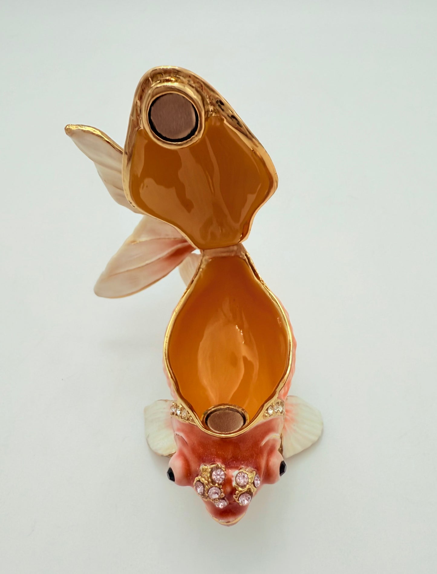 EXSQUISITE GOLDFISH CRYSTAL JEWELED JEWELRY/TRINKET BOX