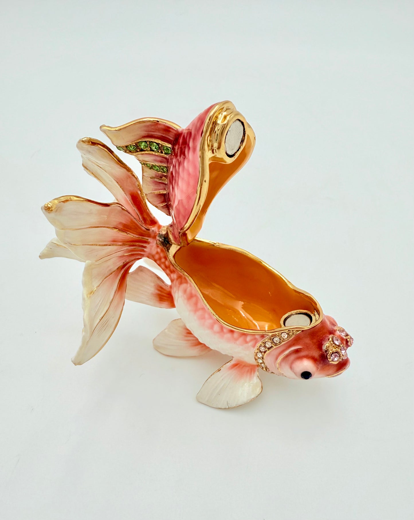 EXSQUISITE GOLDFISH CRYSTAL JEWELED JEWELRY/TRINKET BOX
