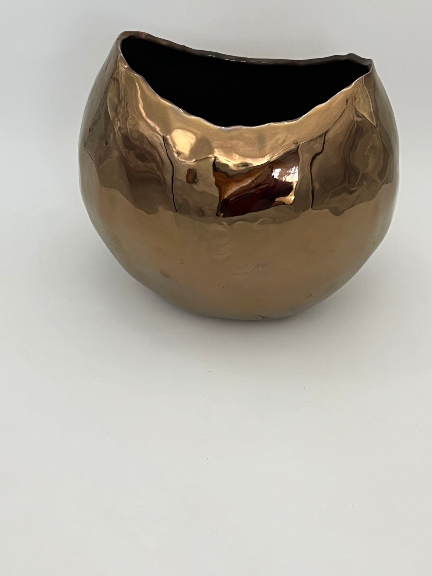 VINTAGE BRASS PLATED CERAMIC LARGE VASE