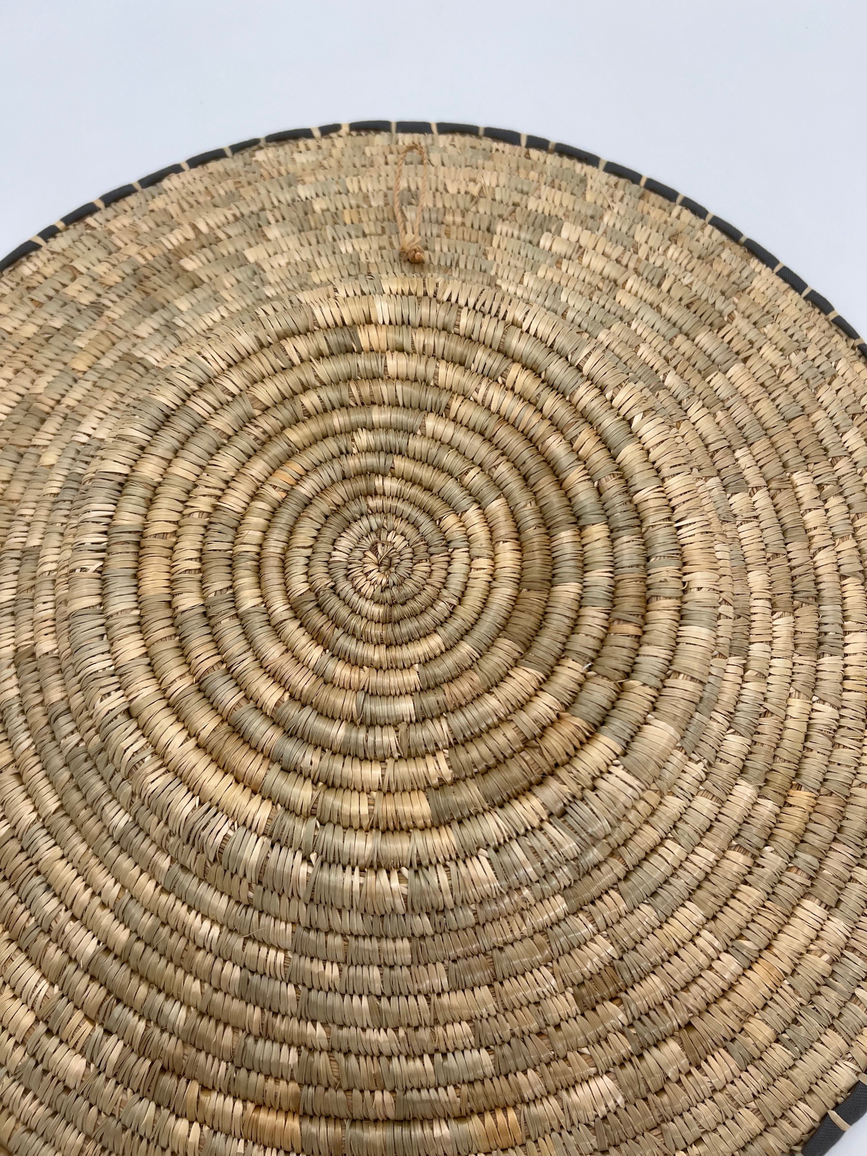 SET OF THREE VINTAGE BOHO AFRICAN WOVEN WALL PLATES – TANZANIA HANDMADE "MAUA" PATTERN