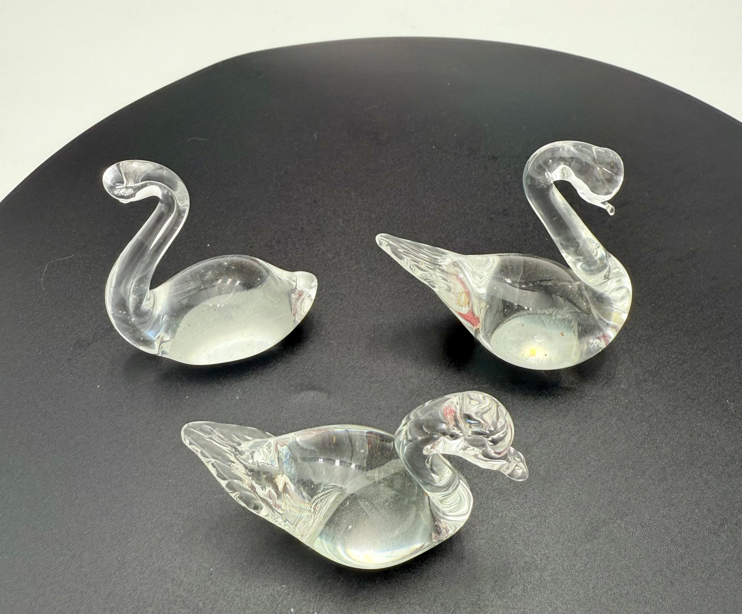 TRIO OF VINTAGE ART GLASS SWAN AND DUCK GLASS FIGURINES, SWEDEN