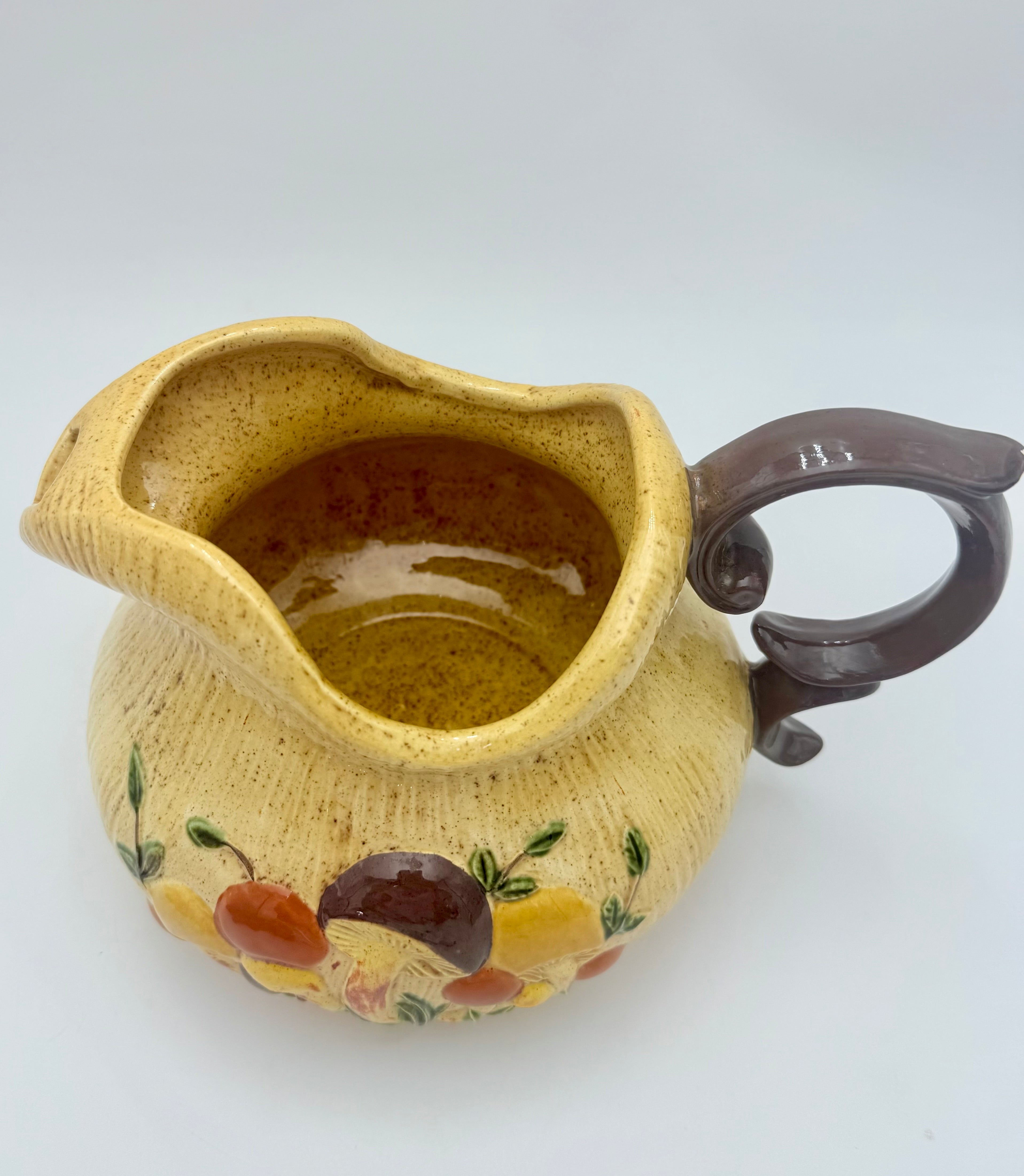 VINTAGE ARNELS MUSHROOM PITCHER 1977 CERAMIC • RETRO FOLK ART VASE