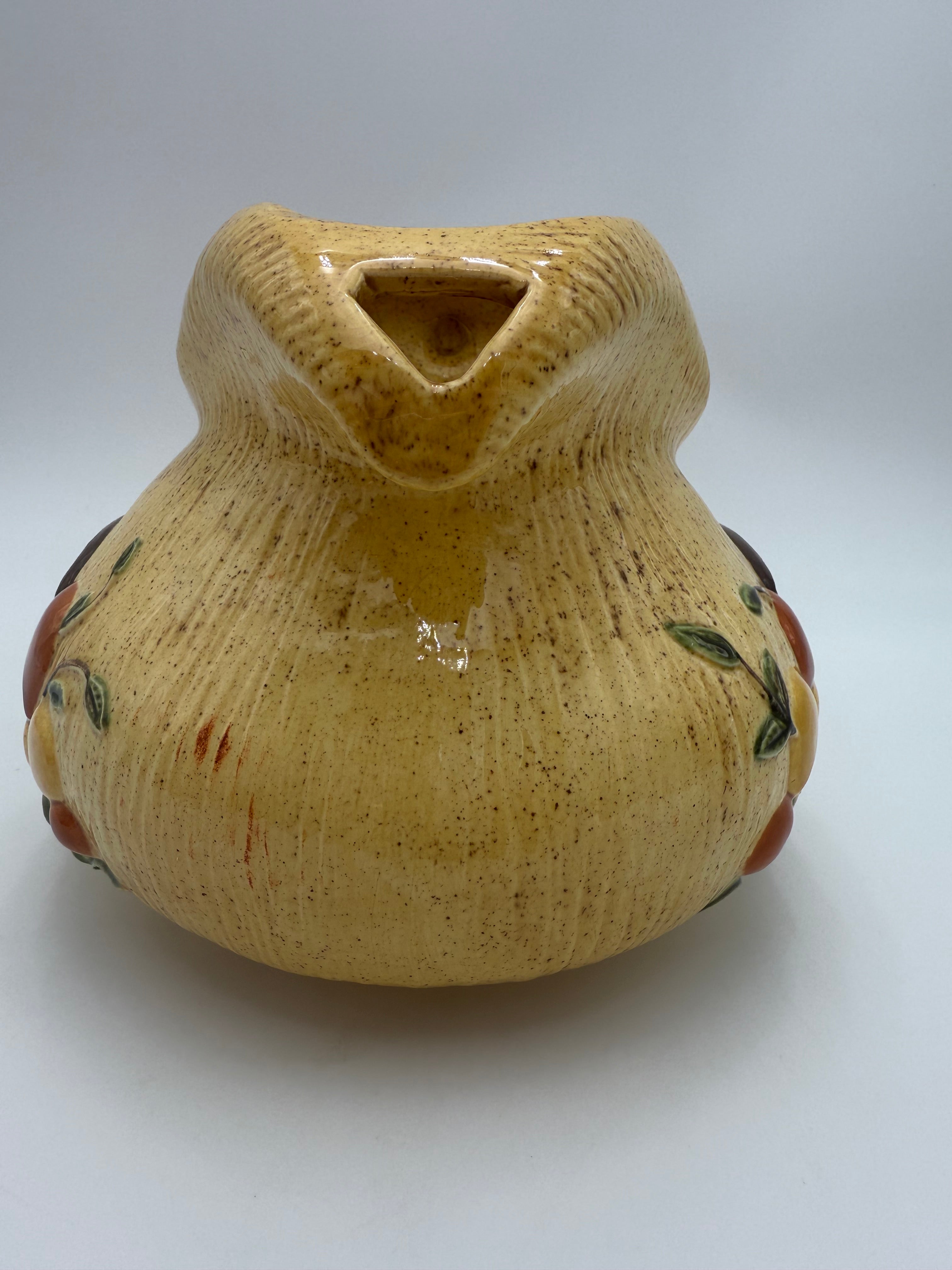 VINTAGE ARNELS MUSHROOM PITCHER 1977 CERAMIC • RETRO FOLK ART VASE