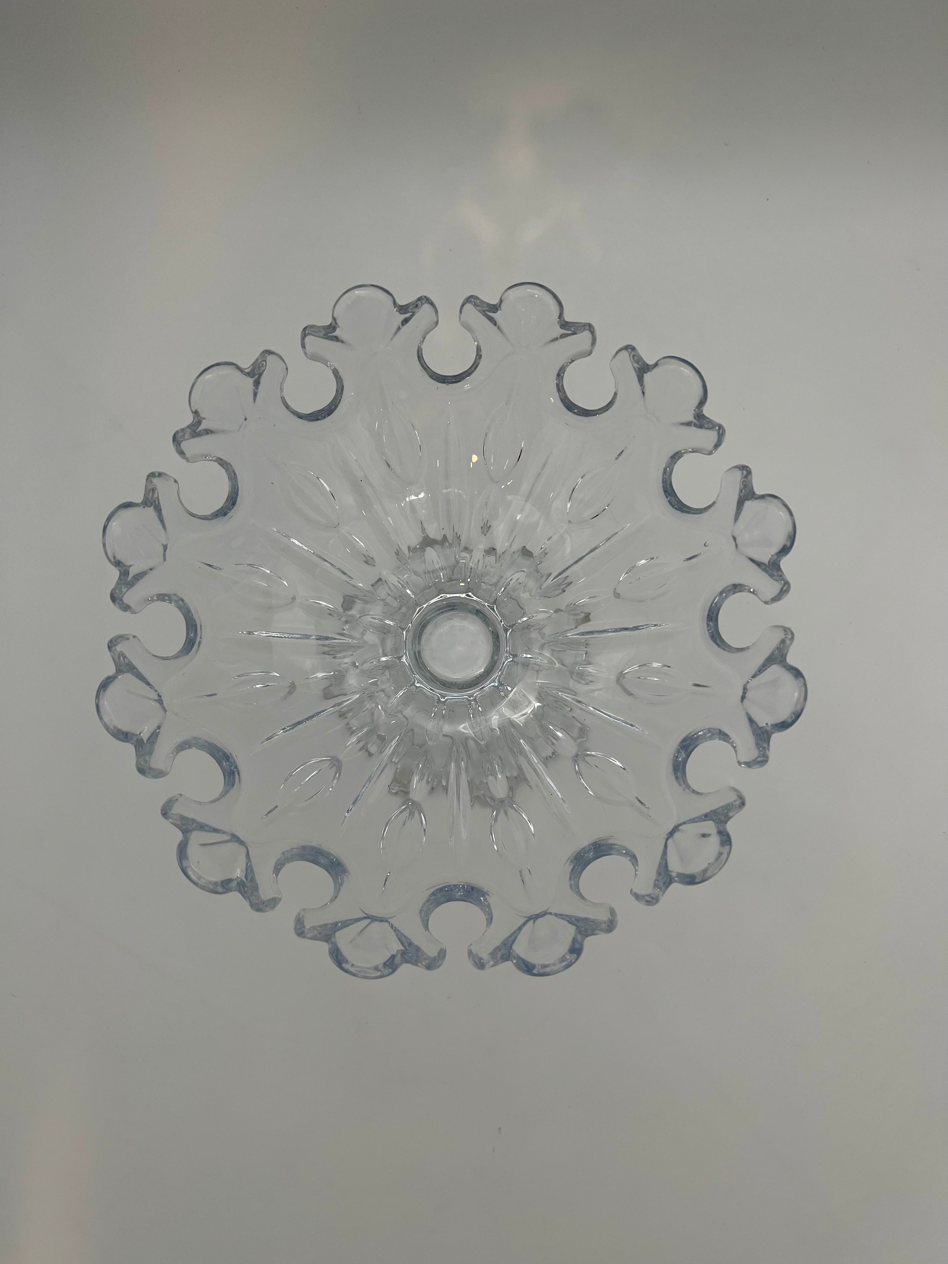 SHANNON CRYSTAL “CROWN” PEDESTAL BOWL – DESIGNS OF IRELAND BY GODINGER, 10” LEAD CRYSTAL COMPOTE
