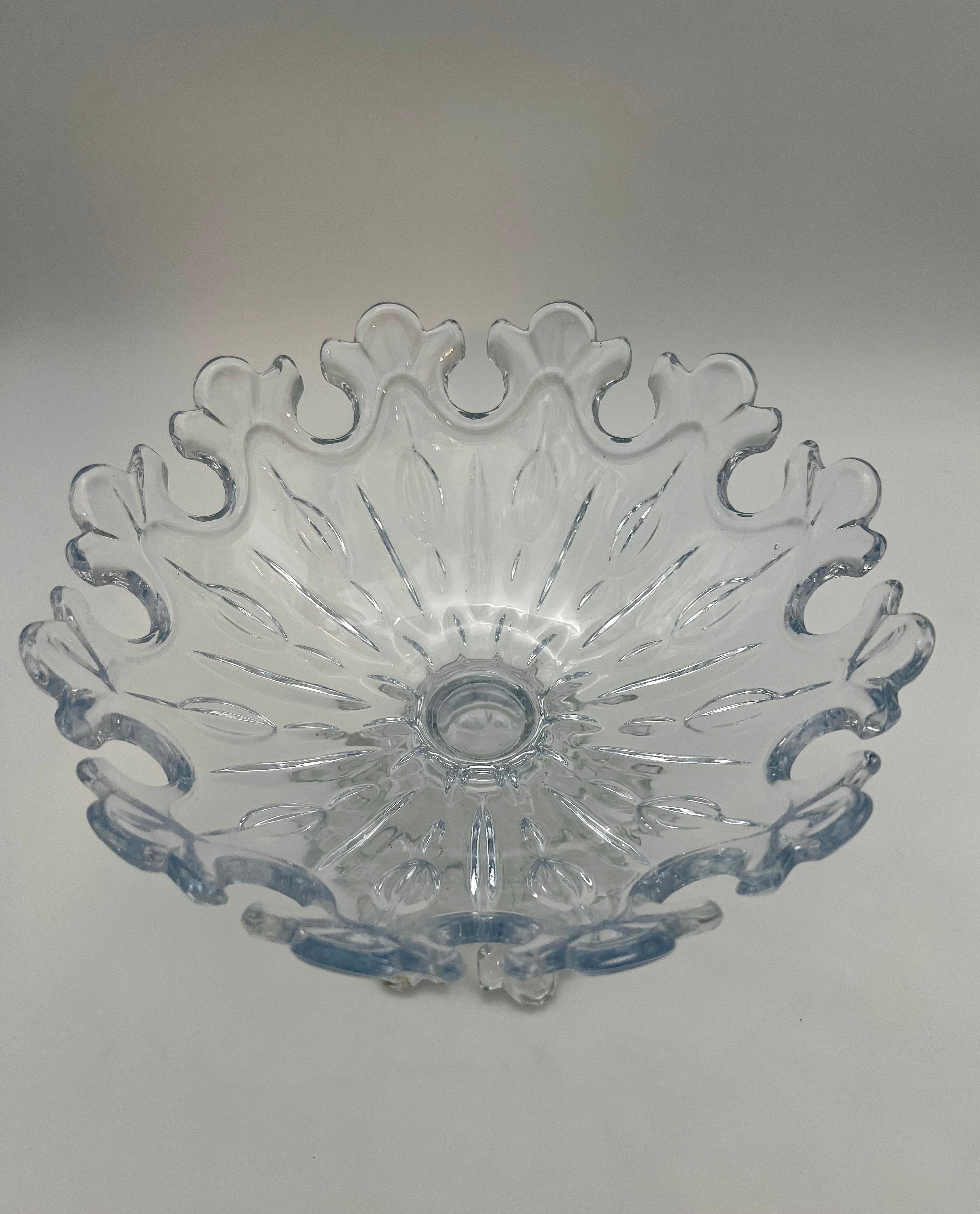 SHANNON CRYSTAL “CROWN” PEDESTAL BOWL – DESIGNS OF IRELAND BY GODINGER, 10” LEAD CRYSTAL COMPOTE