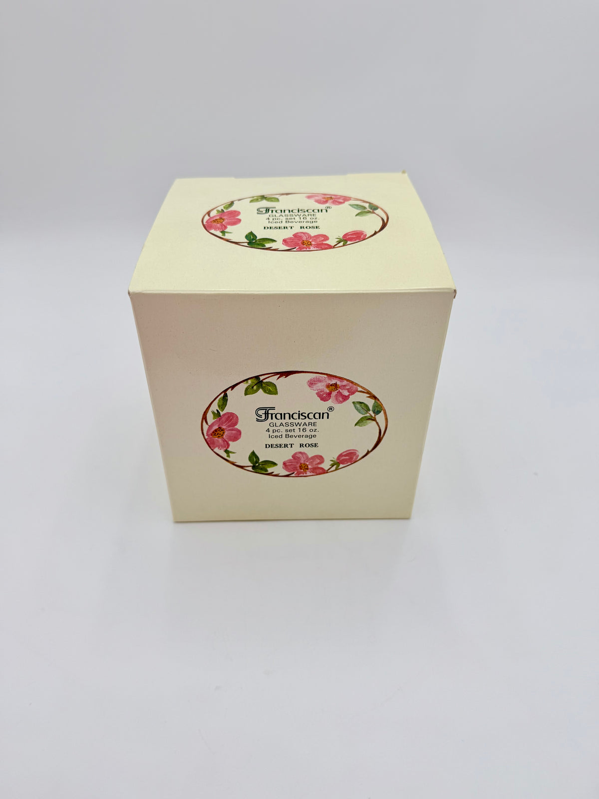 BRAND NEW 4 VINTAGE DESERT ROSE FRANCISCAN TUMBLERS STILL IN BOX