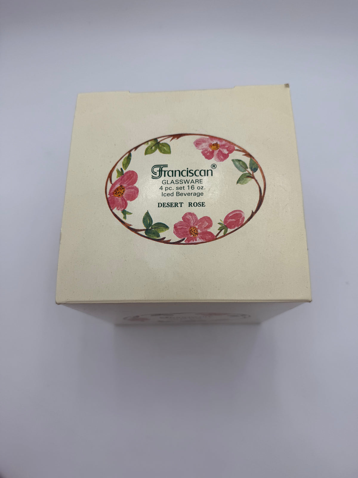 BRAND NEW 4 VINTAGE DESERT ROSE FRANCISCAN TUMBLERS STILL IN BOX