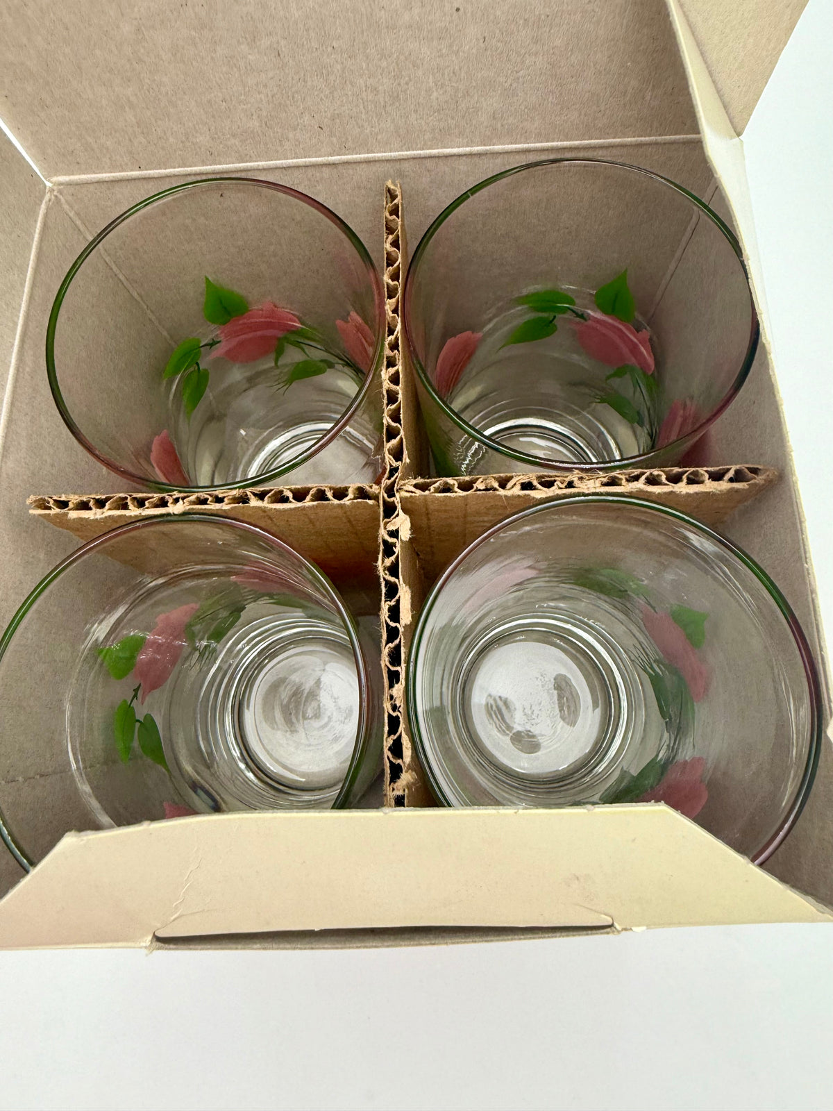 BRAND NEW 4 VINTAGE DESERT ROSE FRANCISCAN TUMBLERS STILL IN BOX