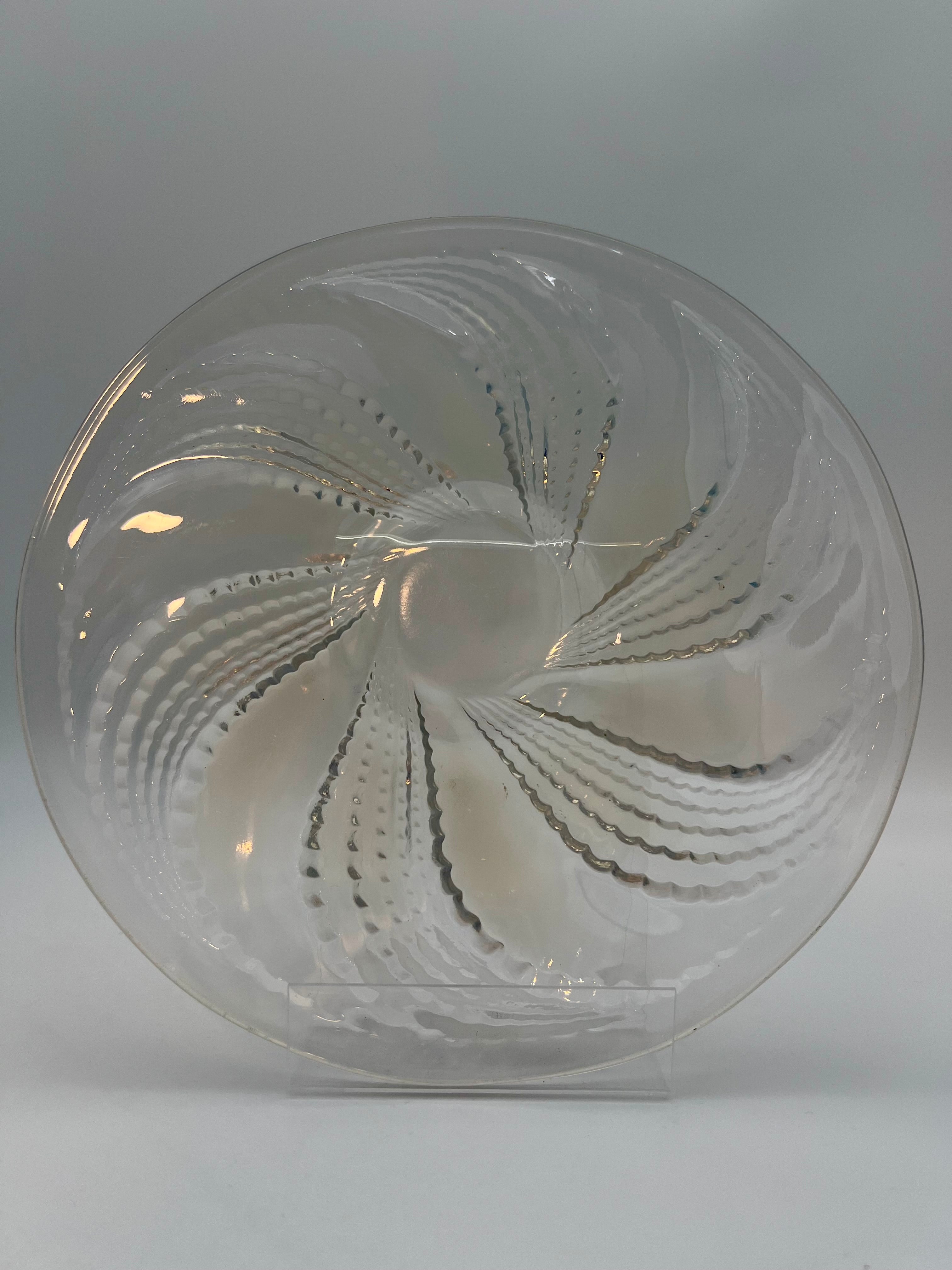 R. LALIQUE FRANCE “SPIRALES” ART DECO 10.5″ CRYSTAL BOWL – RENÉ LALIQUE DESIGN C. 1935