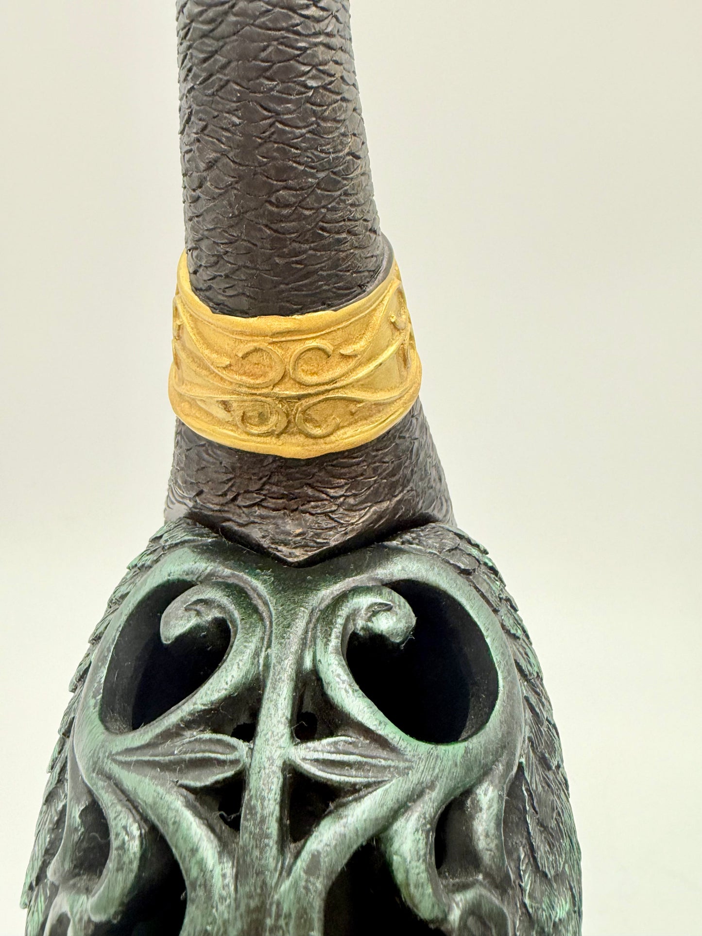 PAIR OF VINTAGE BLACK RED GREEN AND GOLD PEACOCKS WITH STORAGE