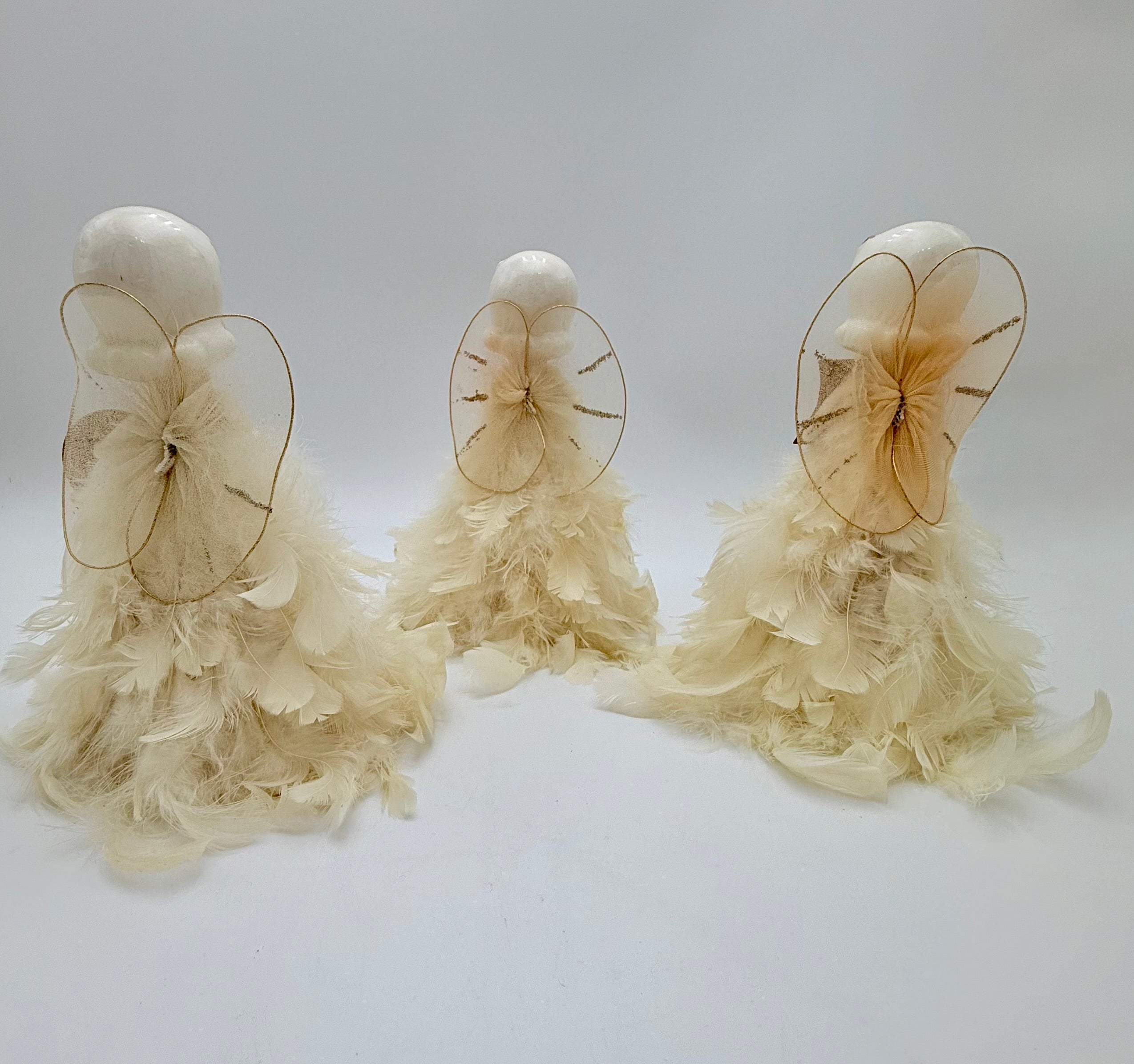 HOLT-HOWARD Feather Angels – Set of 3 – HH Japan 1950s Choir Angels – Mid-Century Christmas Figurines – Vintage MCM Holiday Decor