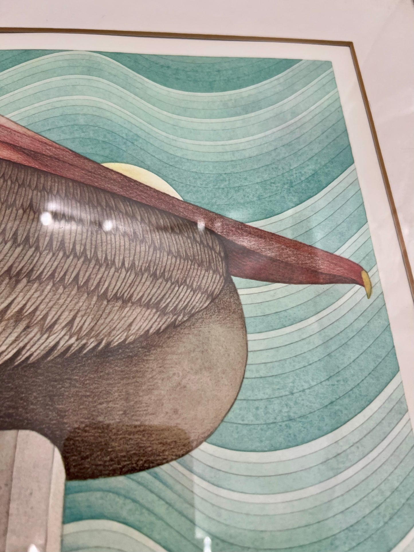 FRAMED "BROWN PELICAN" SIGNED AND NUMBERED LITHOGRAPH BY IKKI MATSUMOTO, CIRCA EARLY 1980s