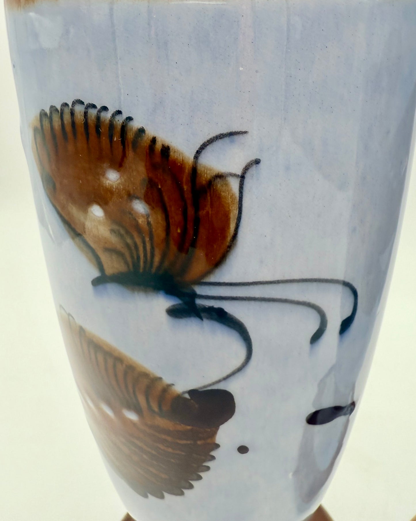 MIDCENTURY TONALA MEXICO SIGNED BIRDS AND BUTTERFLY 16" TALL BOHO VASES