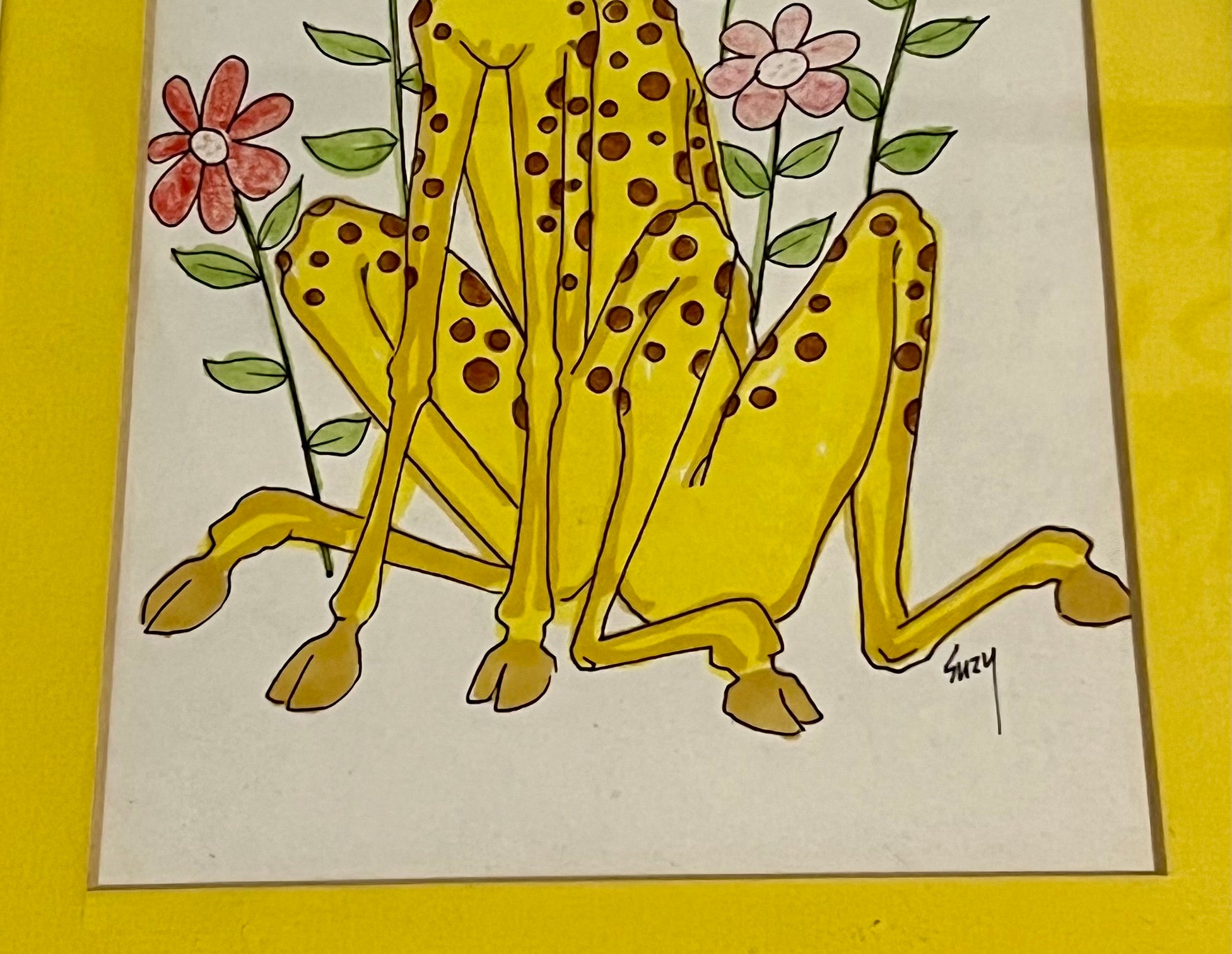 RETRO GIRAFFE PRINT BY SUZY – WHIMSICAL MID-CENTURY STYLE WALL ART