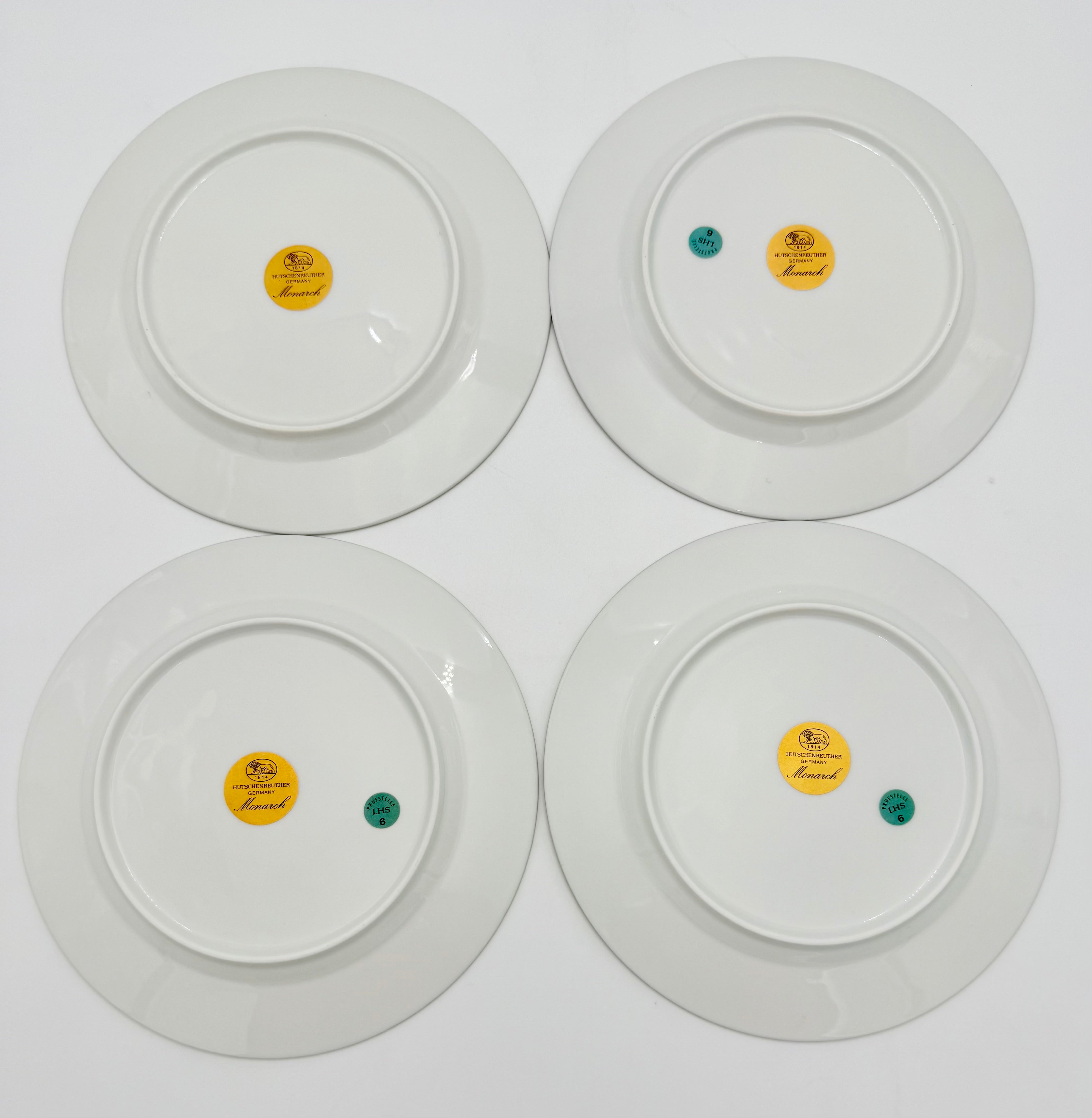 VINTAGE HUTSCHENREUTHER MONARCH COBALT BLUE & GOLD BREAD PLATES – GERMAN PORCELAIN – SET OF FOUR – 7.5 INCH