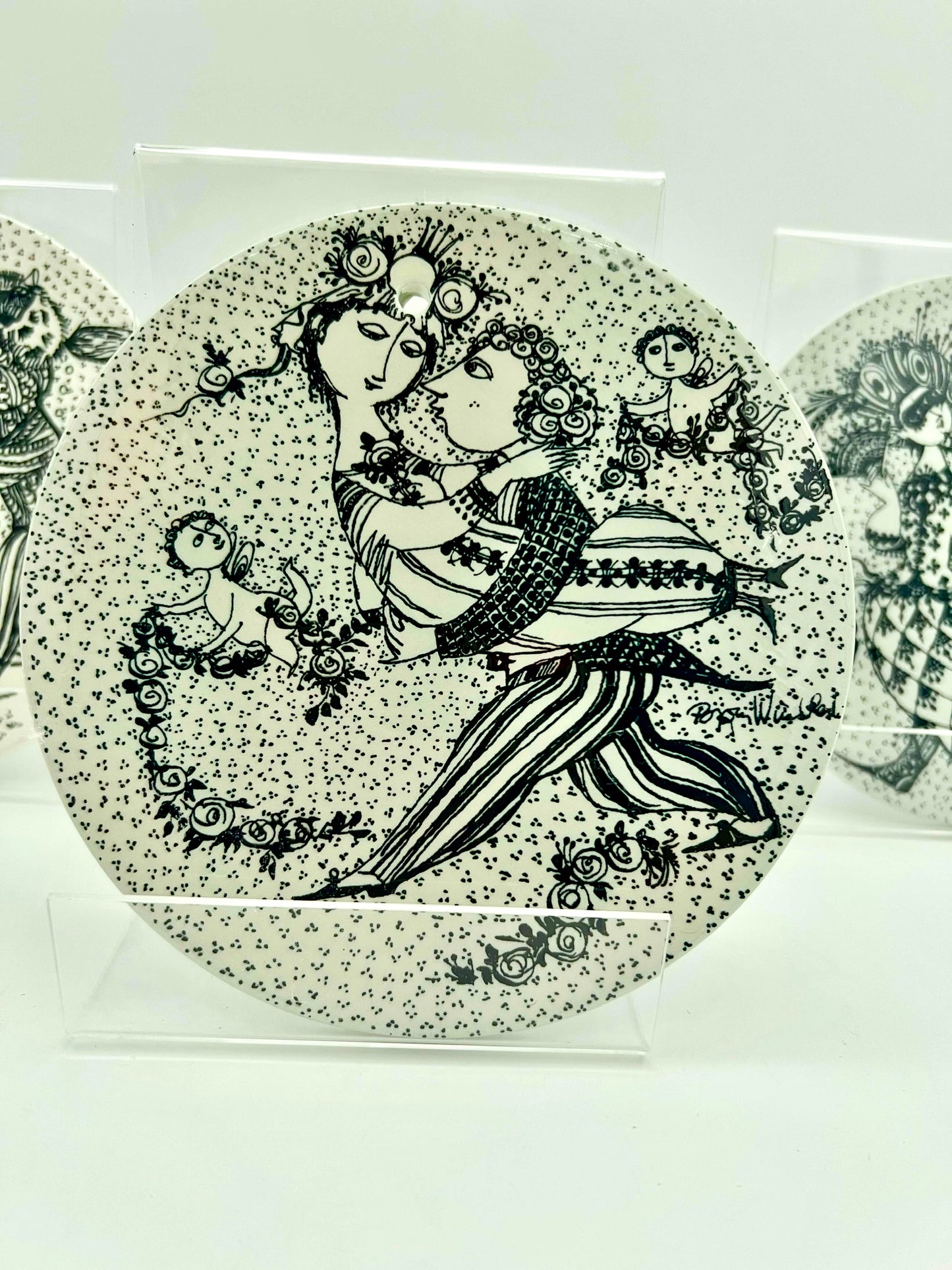 VINTAGE TRIO OF DENMARK ARTIST BJORN WIINBLAD WALL HANGING PLATES