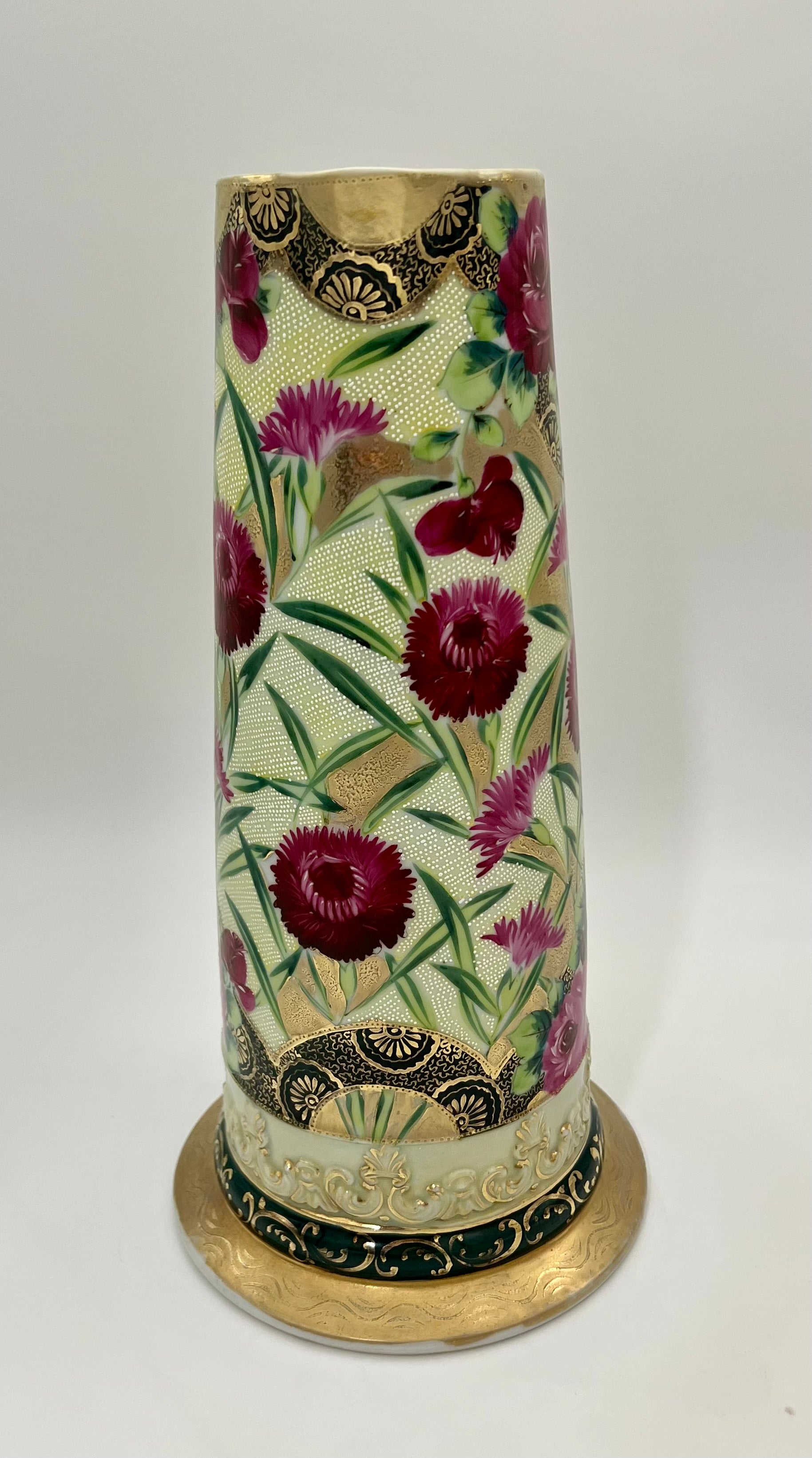 ANTIQUE NIPPON HAND-PAINTED GOLD FLORAL PITCHER Exquisite Raised Moriage Enamel | Circa 1895–1910 | Japan