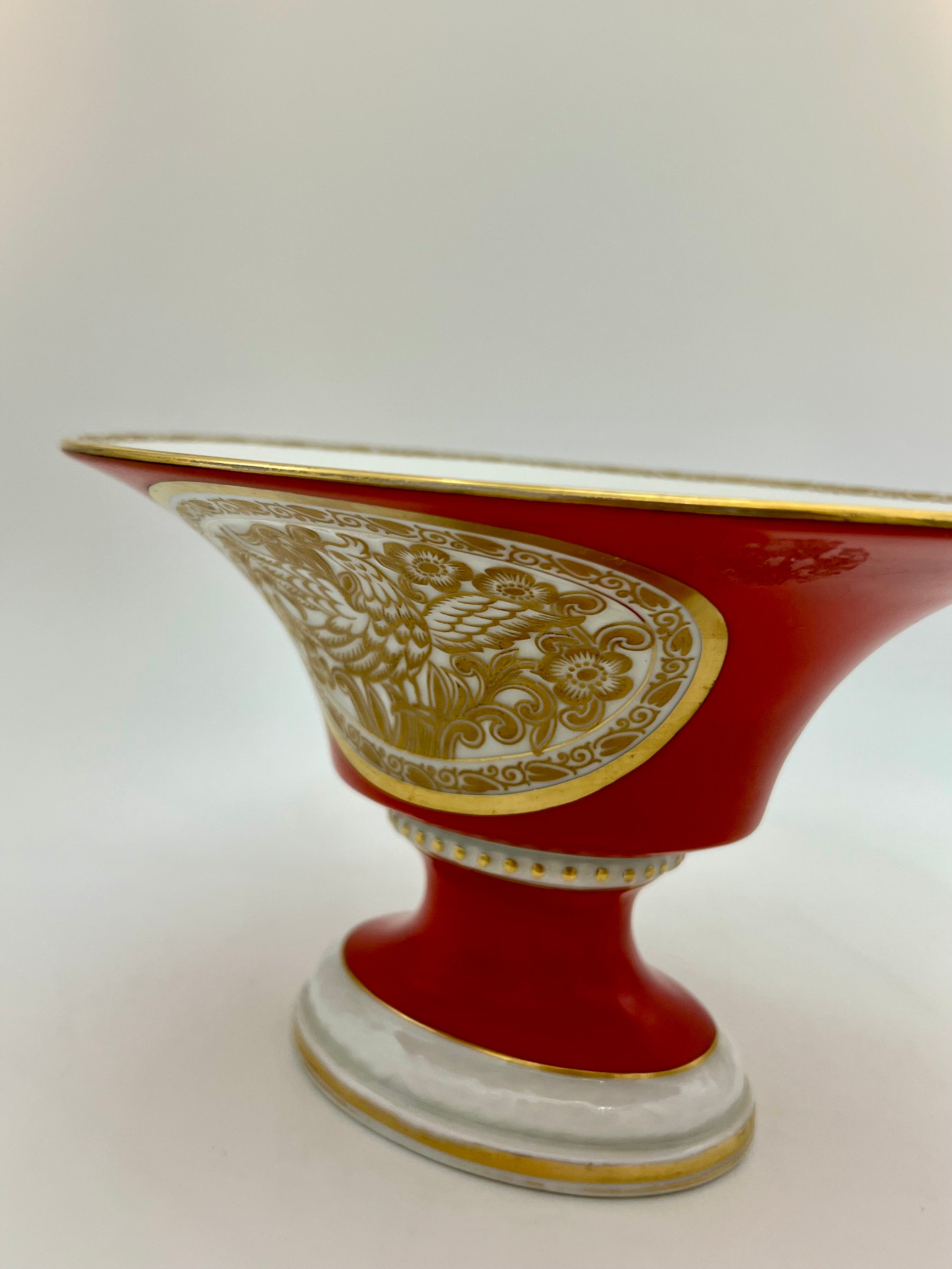ROSENTHAL BAVARIA RED & GOLD COMPOTE WITH EAGLE MOTIF – VINTAGE PEDESTAL BOWL