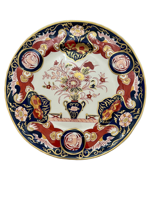 VINTAGE ENGLAND MASON'S IRONSTONE IMARI PATTERN DINNER PLATES, SET OF 2