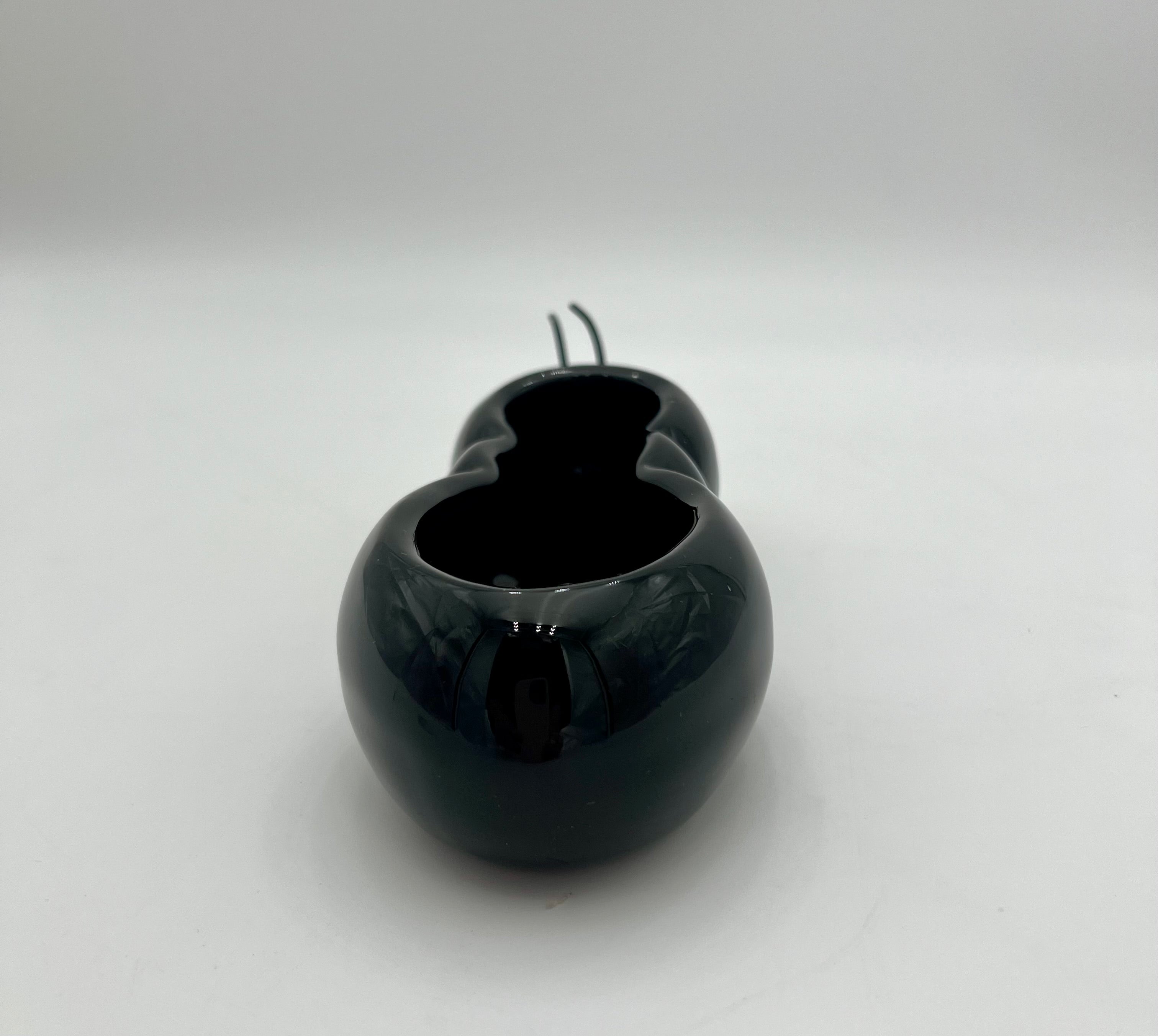 VINTAGE BOSTON WAREHOUSE CATERPILLAR PLANTER | WHIMSICAL BLACK CERAMIC INSECT POT | MODERN NOVELTY DECOR