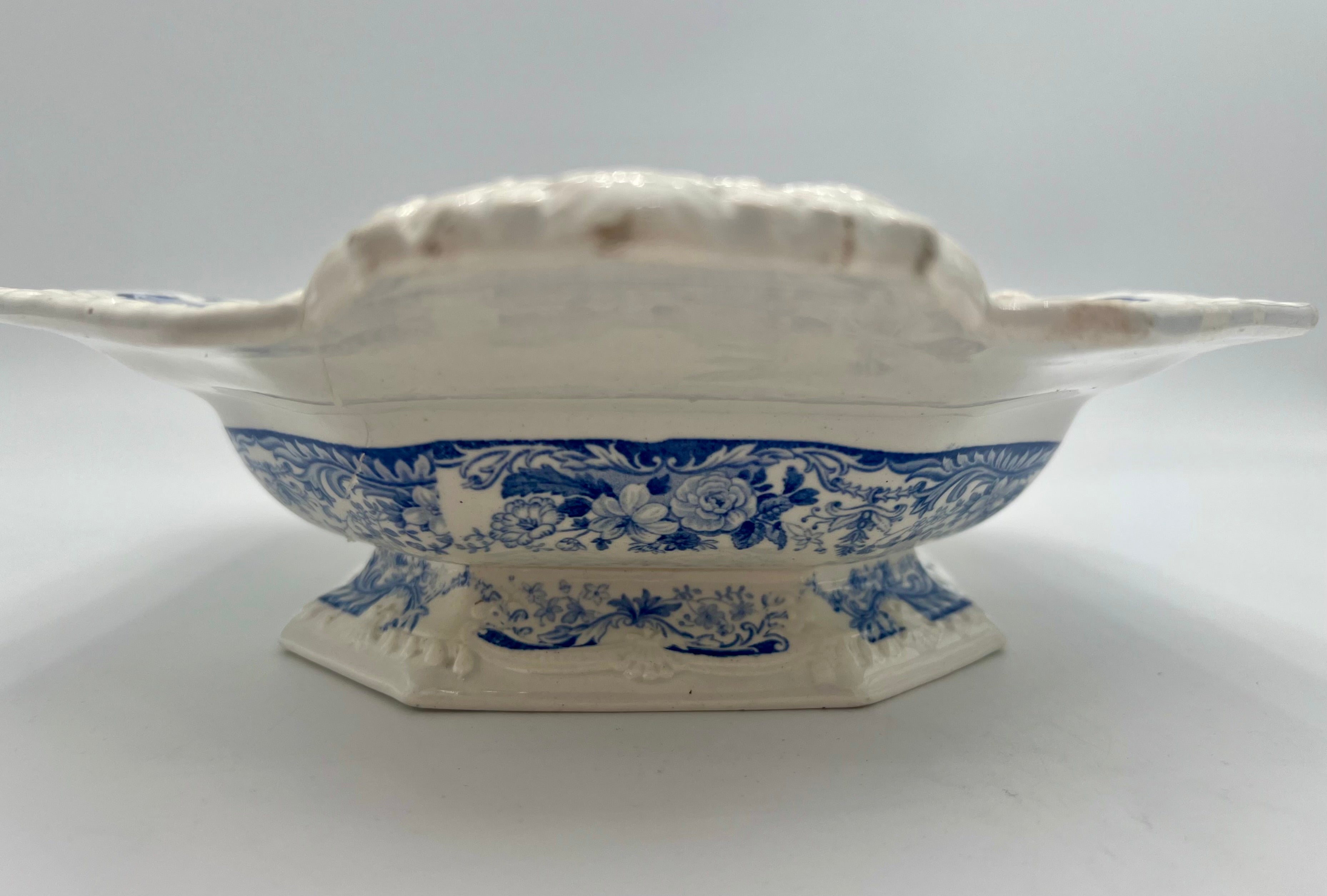 EARLY 19TH CENTURY J. & W. RIDGWAY INDIA TEMPLE STONE CHINA COVERED DISH WITH STAND c.1825–1835