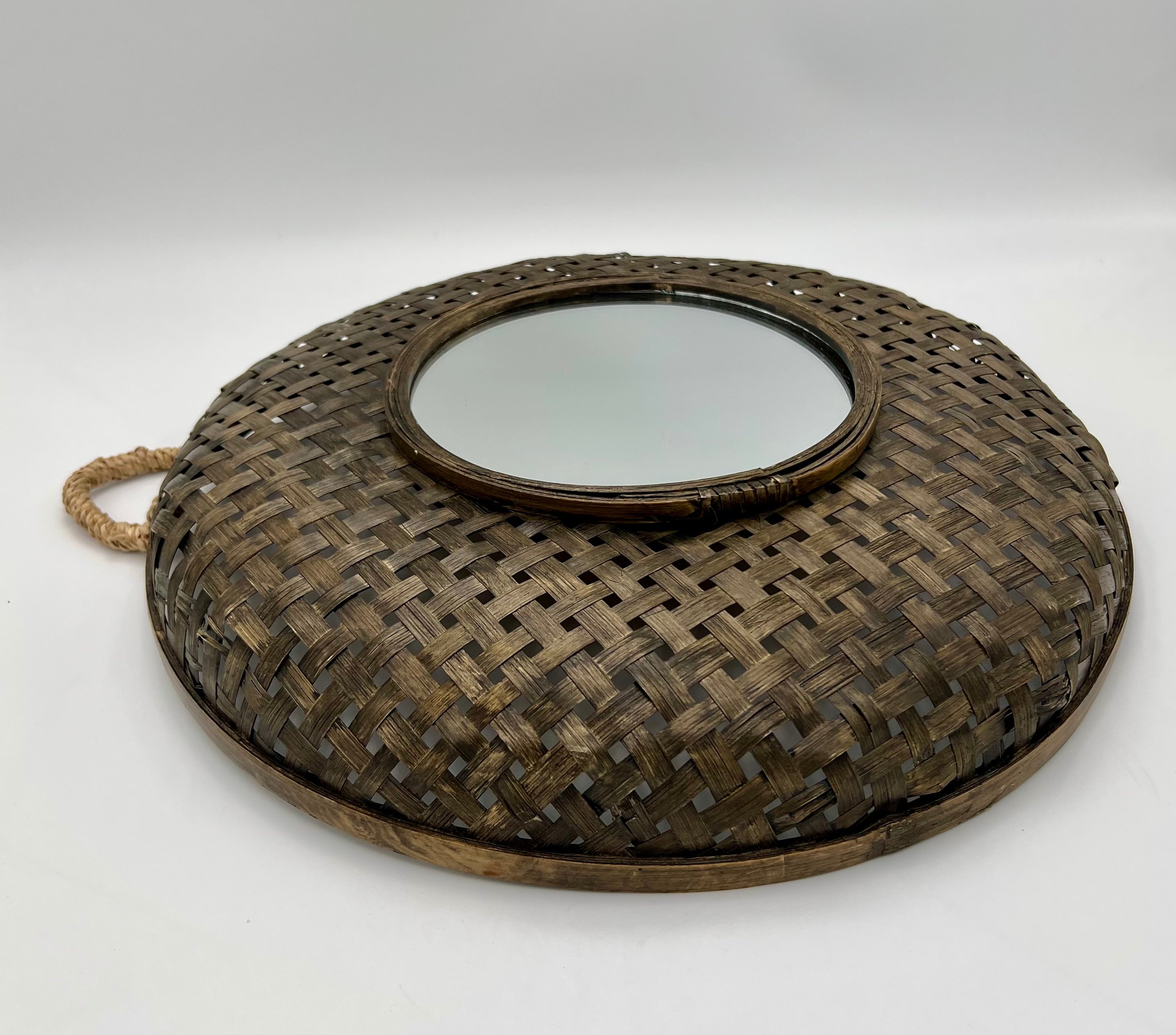 MIDCENTURY WICKER BOHO WALL MIRROR