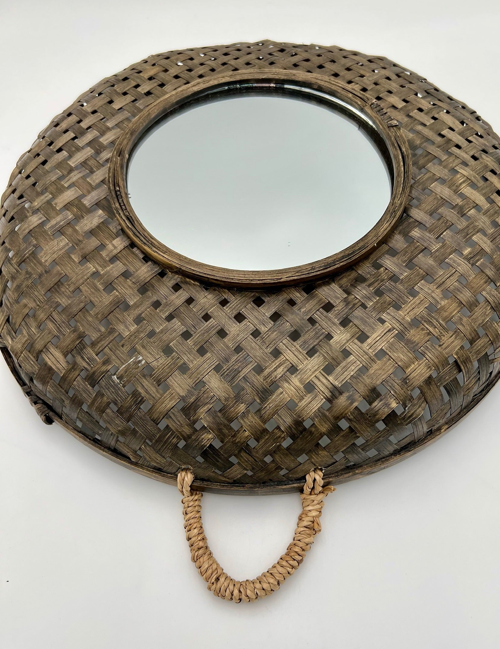 MIDCENTURY WICKER BOHO WALL MIRROR