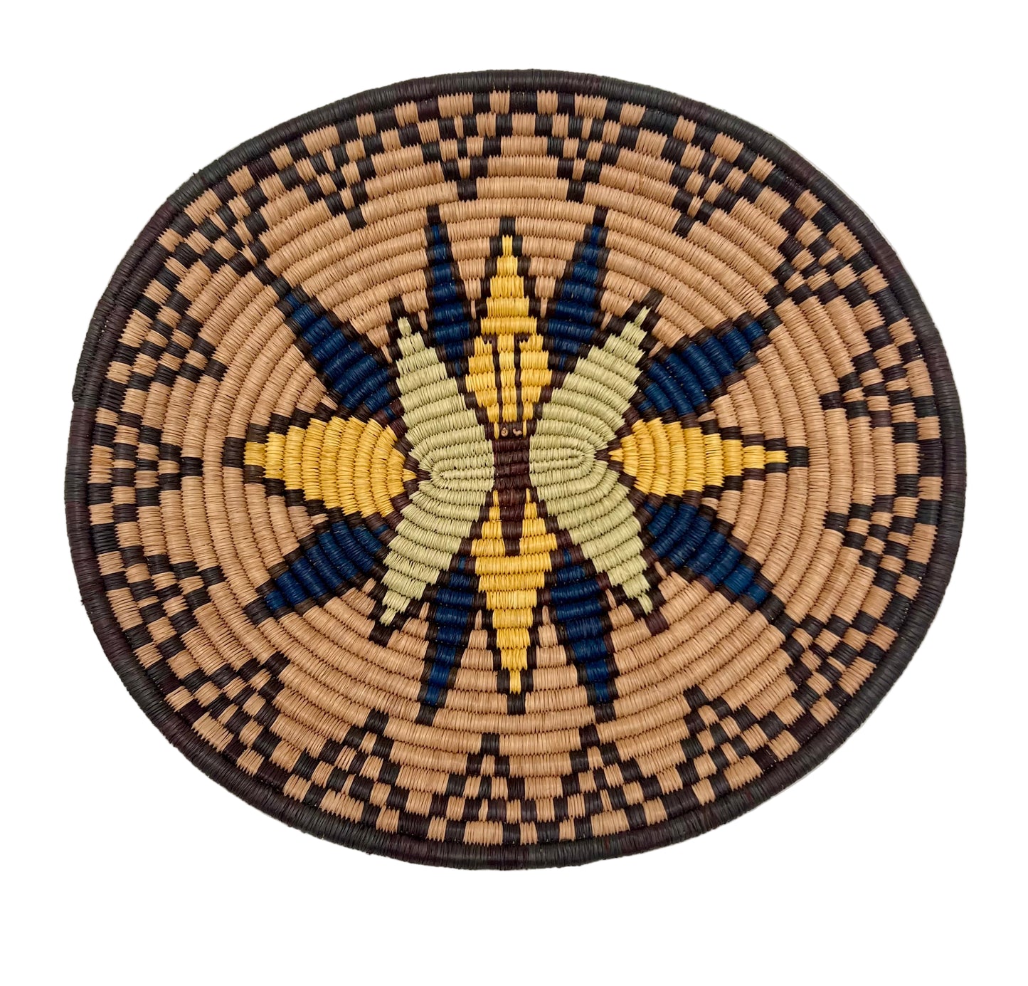 VINTAGE BUTTERFLY NATIVE AMERICAN WOVEN WALL PLATE