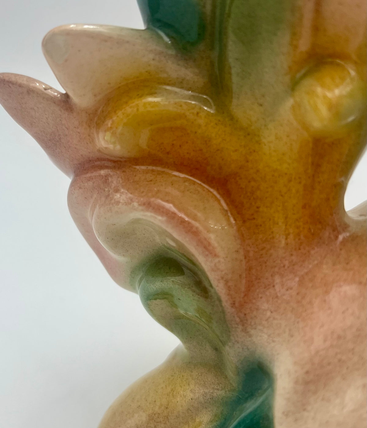 VINTAGE CERAMIC ELEPHANT FIGURINE DATED 1981 | TRUNK UP GOOD LUCK DECOR | PASTEL GLAZED ELEPHANT SCULPTURE | ECLECTIC SHELF ACCENT
