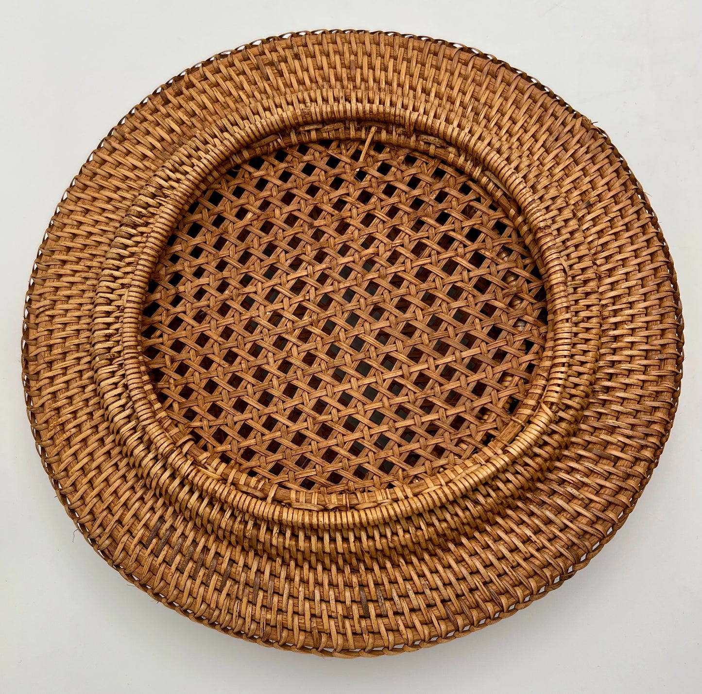 SET OF 10 BOHO RATTAN WICKER VINTAGE CHARGERS