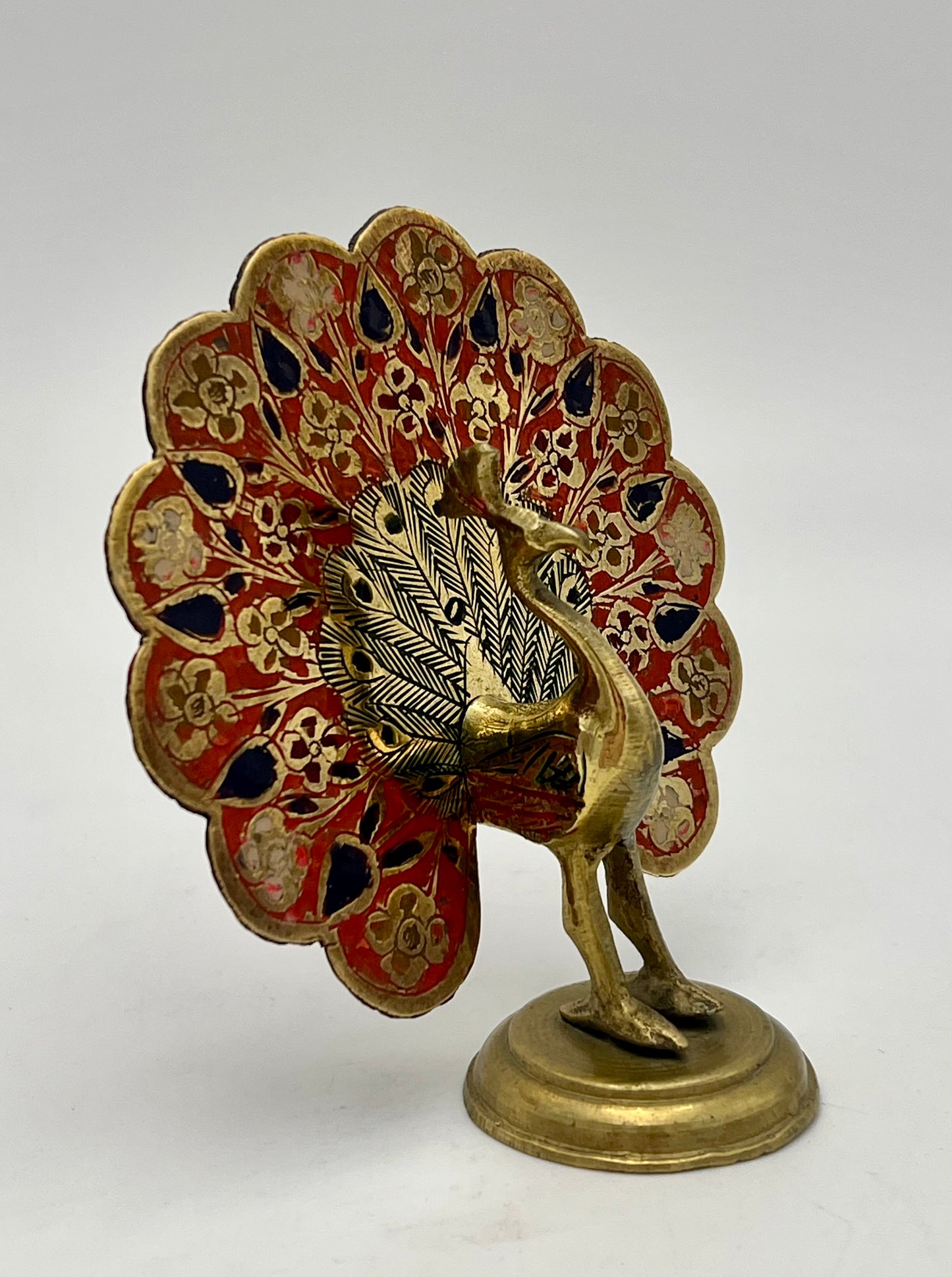 VINTAGE BRASS PEACOCK FIGURINE