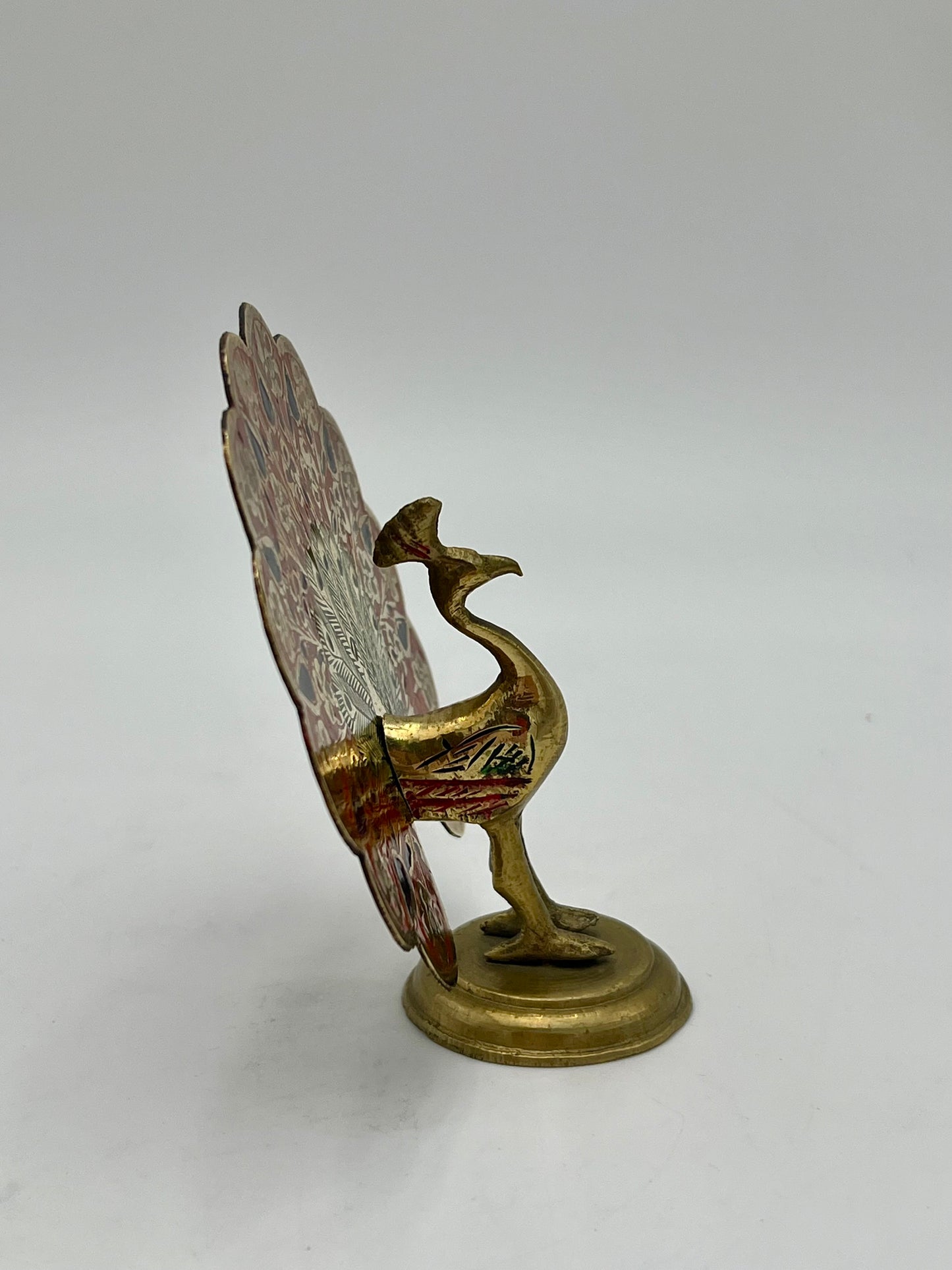 VINTAGE BRASS PEACOCK FIGURINE