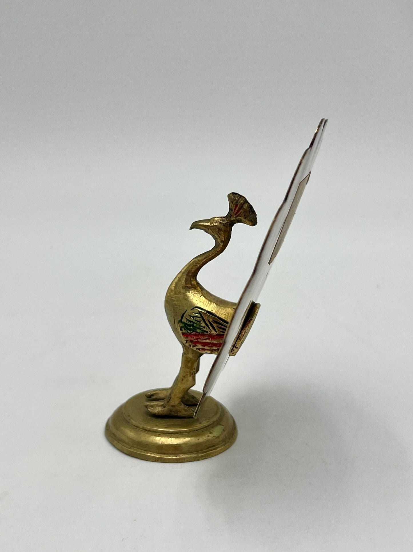 VINTAGE BRASS PEACOCK FIGURINE
