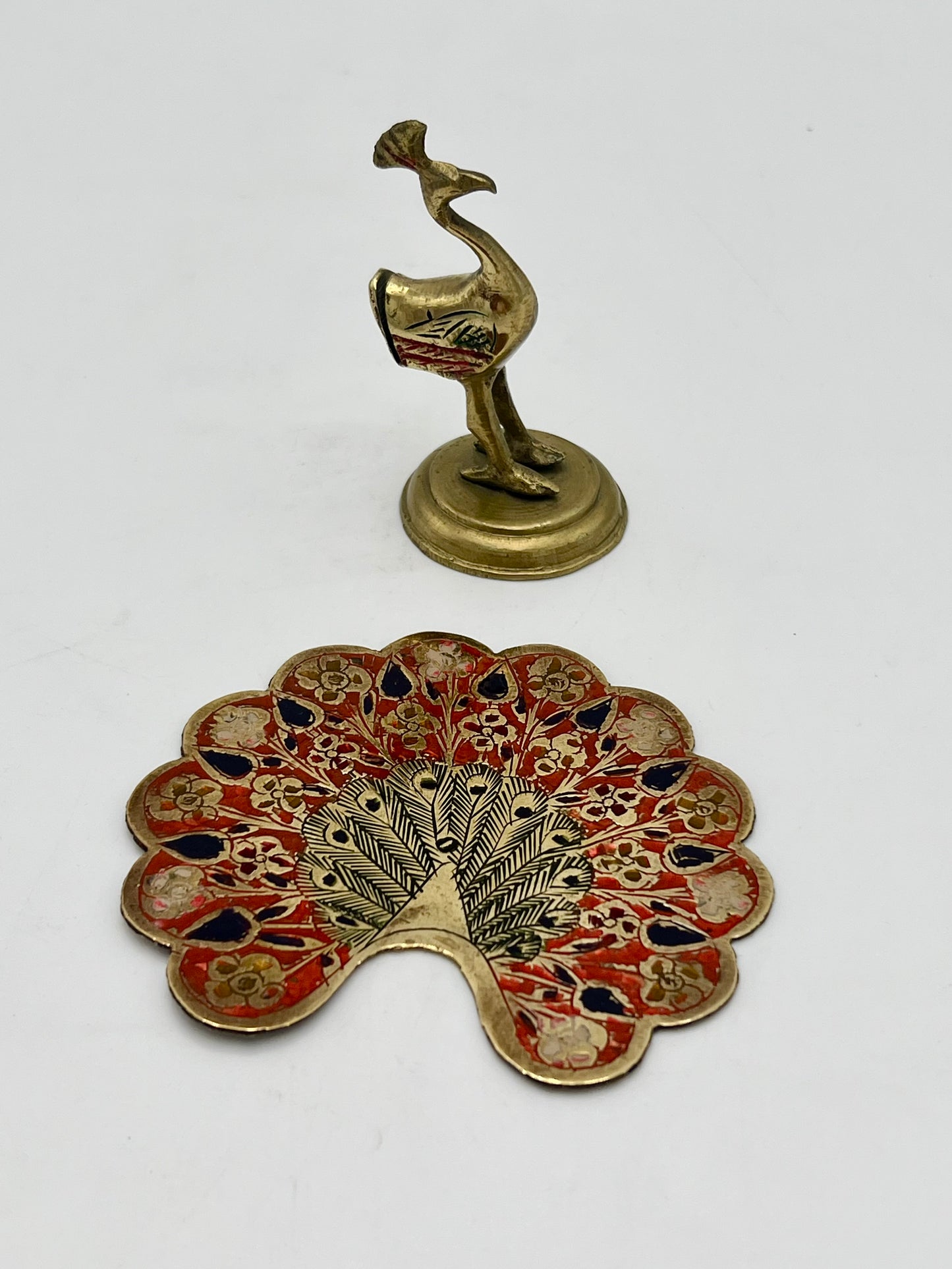 VINTAGE BRASS PEACOCK FIGURINE