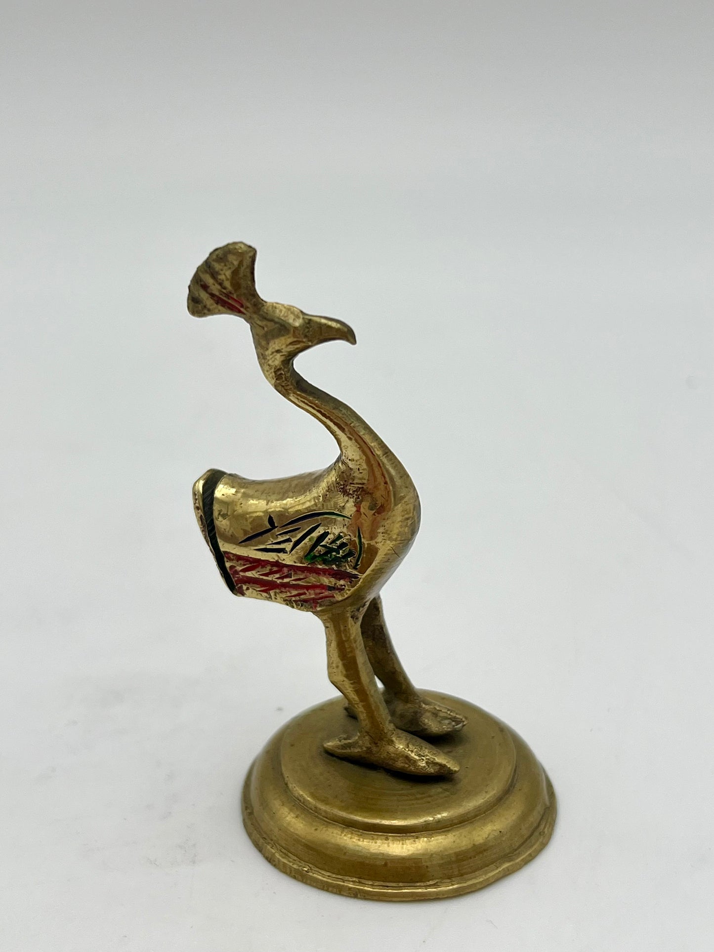 VINTAGE BRASS PEACOCK FIGURINE
