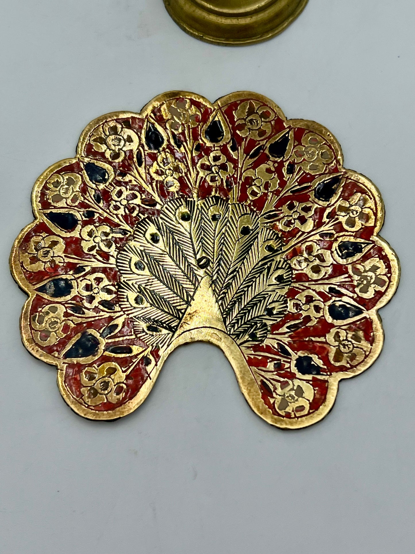 VINTAGE BRASS PEACOCK FIGURINE